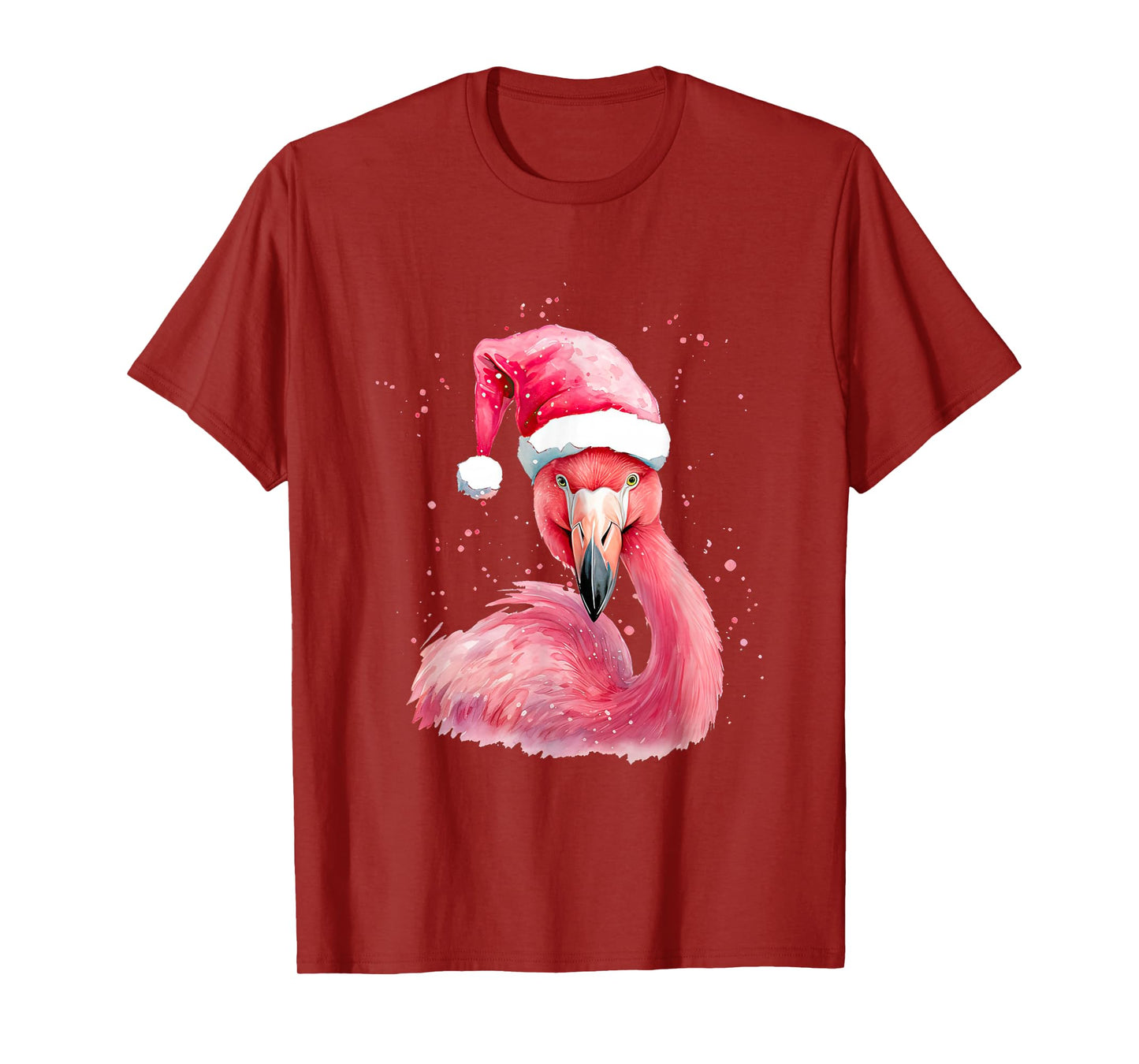 Funny Flamingo Watercolor Christmas Secret Santa hat Xmas T-Shirt