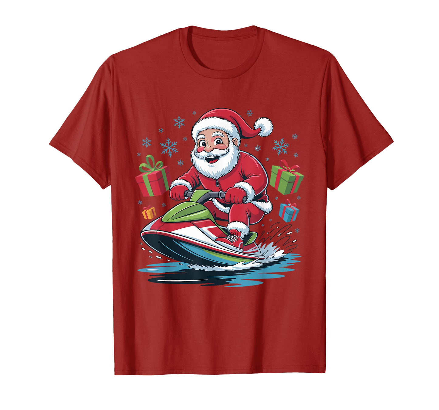 Santa Jet Skiing Funny Holiday Christmas Xmas Pajama T-Shirt