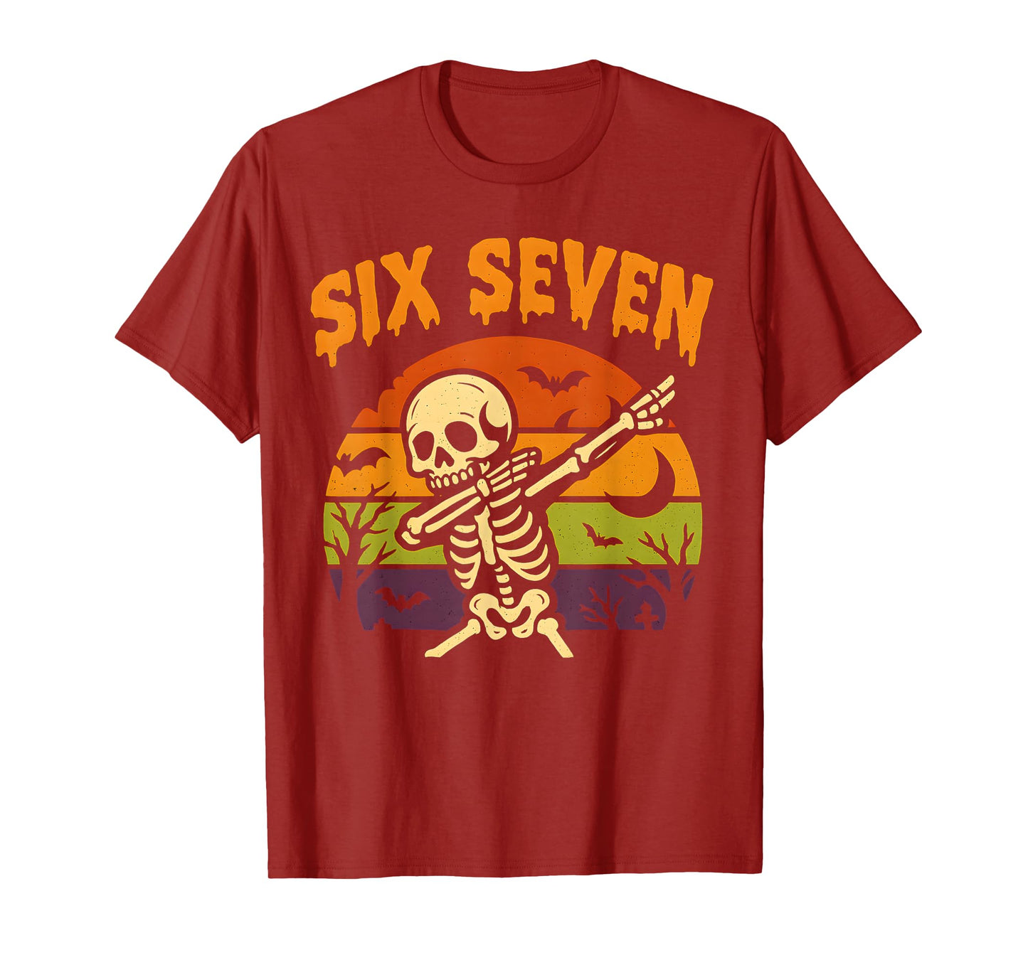 67 Halloween Meme 6 7 Skeleton Six Seven Numbers Funny Kids T-Shirt