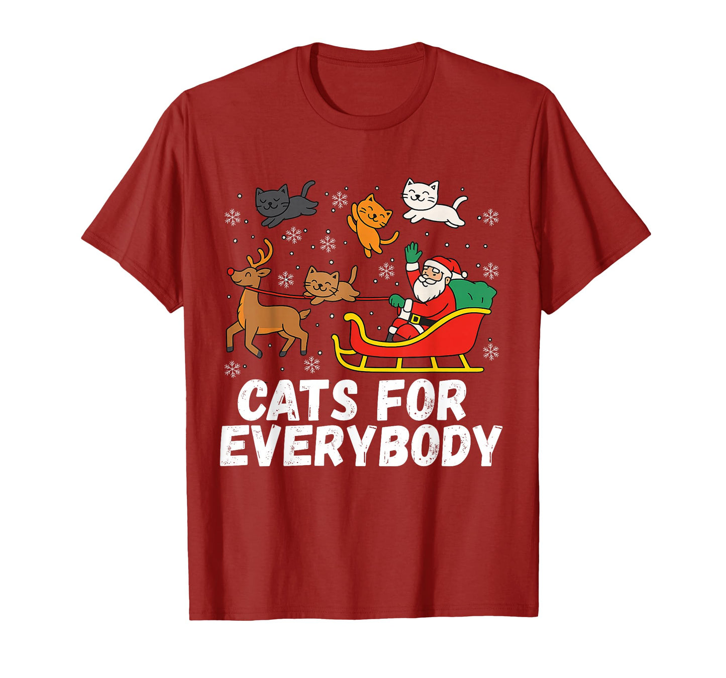 Cats for Everybody Christmas Cat Funny Xmas Women Santa T-Shirt