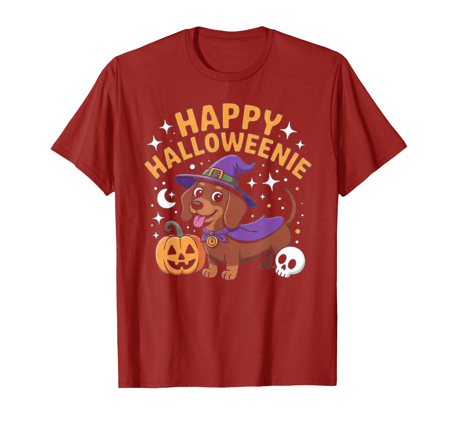 Dachshund Weiner Dog Witch Happy Halloweenie T-Shirt