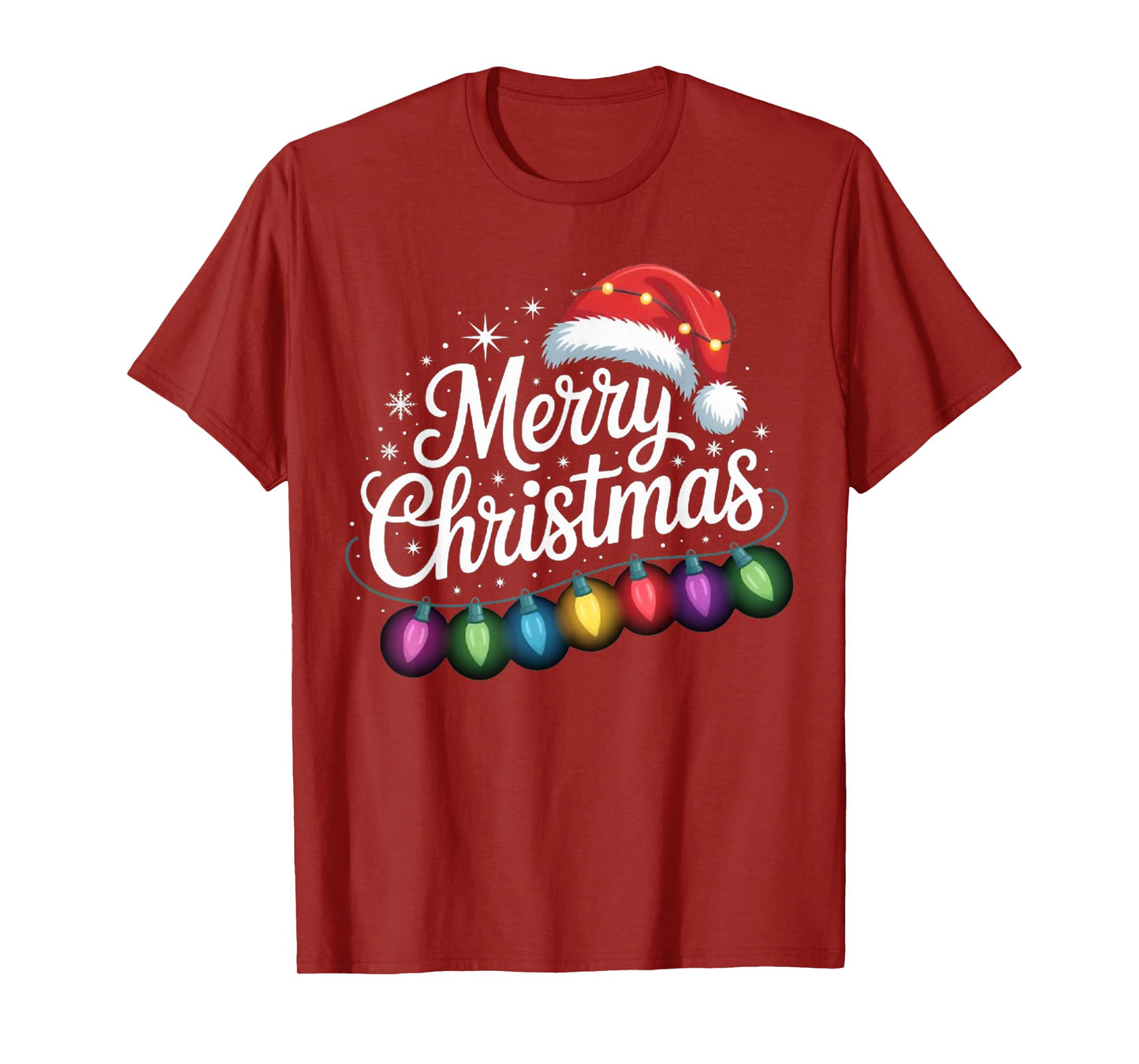 Funny Christmas Lights Santa Hat Merry Xmas Holiday Family T-Shirt