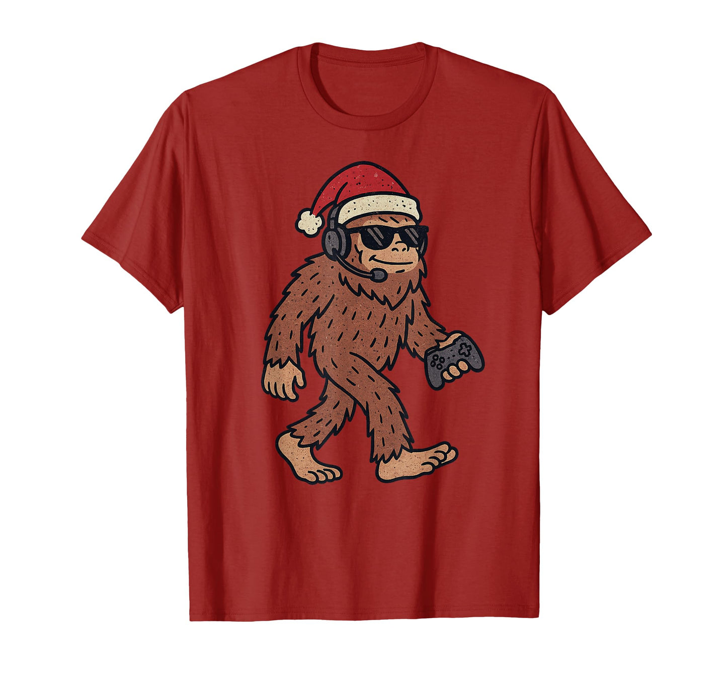 Sasquatch Gaming Christmas Vintage Funny Gamer Xmas T-Shirt