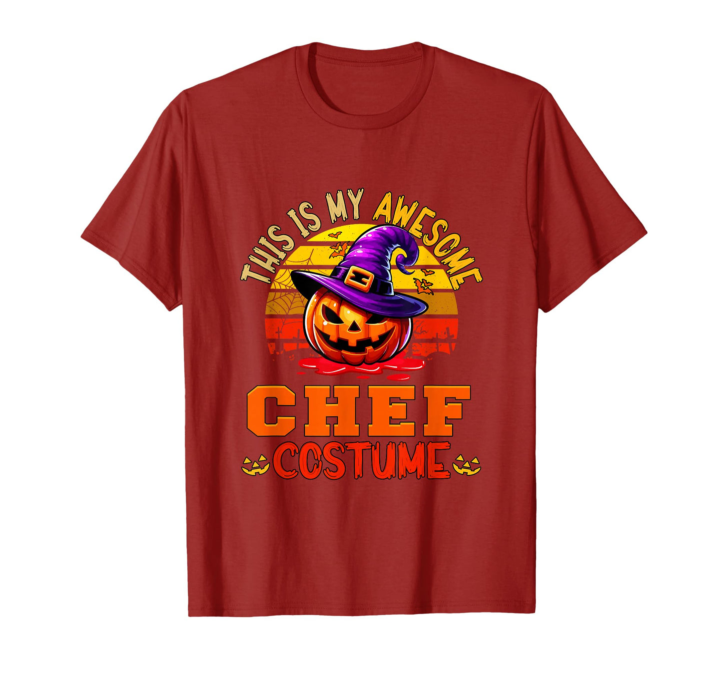 Vintage My Awesome Chef Costume Witch Carved Pumpkin T-Shirt