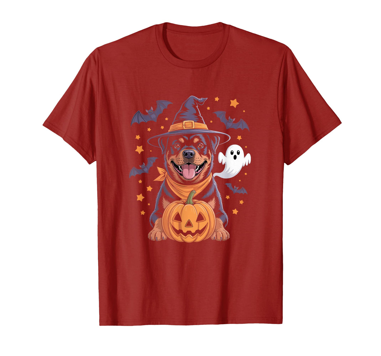 Cute Rottweiler Witch Halloween Pumpkin and Ghost T-Shirt