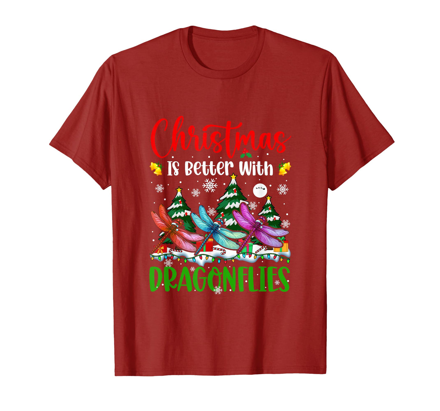 Xmas is Better Funny Joke Dragonflies Lover Christmas Tree T-Shirt
