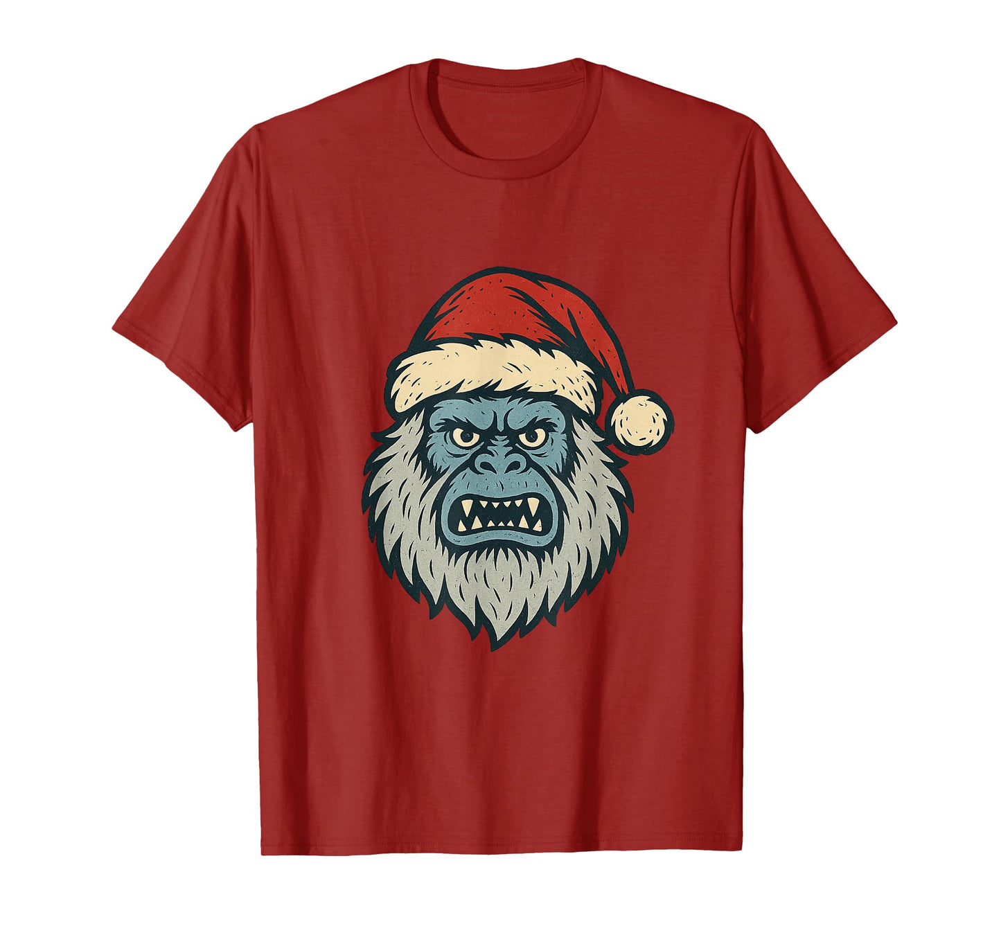 Yeti Abominable Snowman Santa Hat Christmas Design T-Shirt