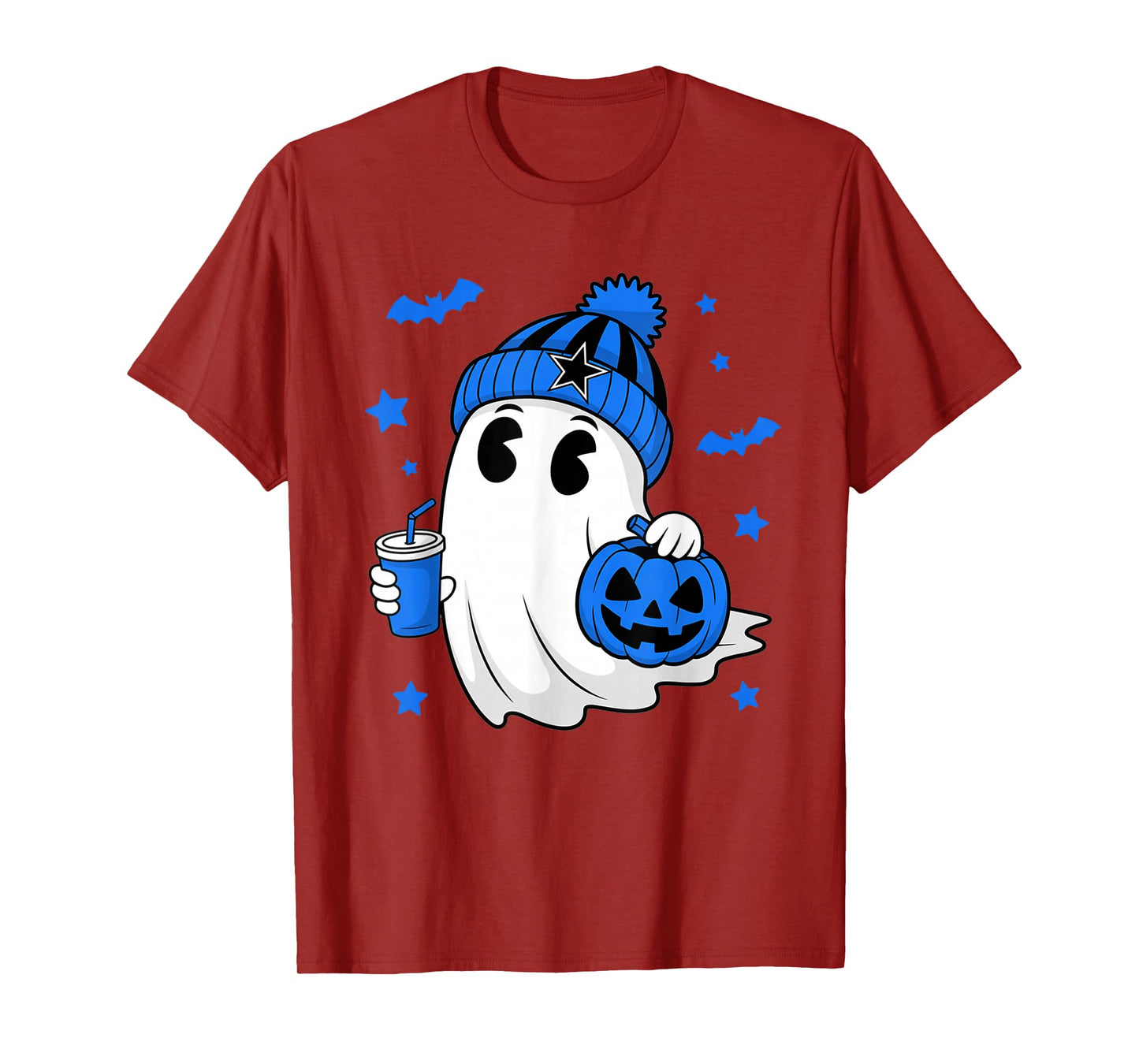 Vintage Dallas Ghost Cute Ghost Halloween Blue Pumpkin T-Shirt