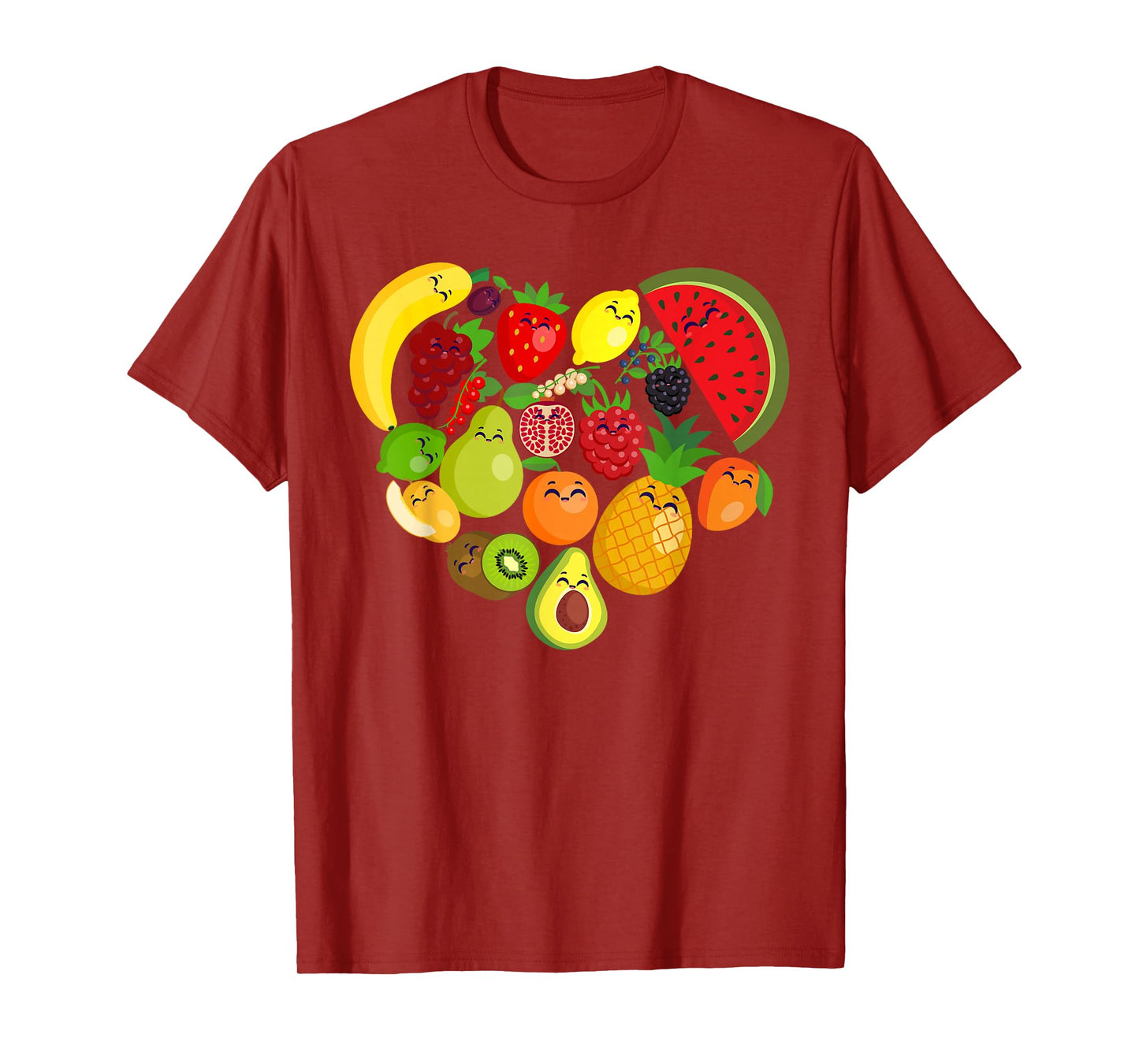 Funny Fruits Collage Cute heart Fruit and Vegetables T-Shirt