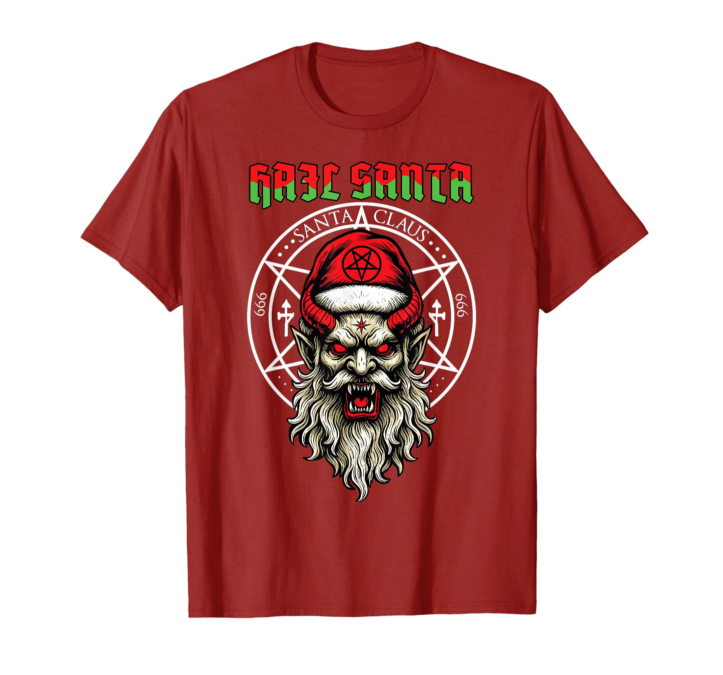Hail Santa Krampus Pagan Solstice Gothic Creepy Christmas T-Shirt