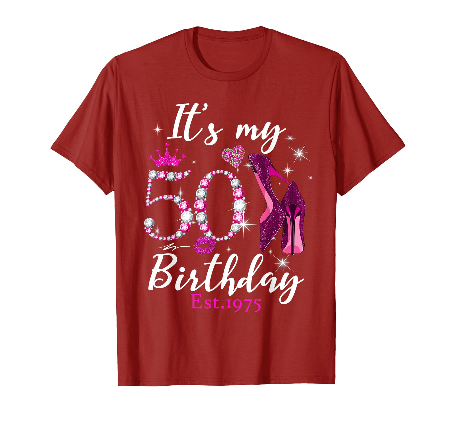 Womens It's My 50th Birthday EST 1975 50 Years Old Diamond T-Shirt