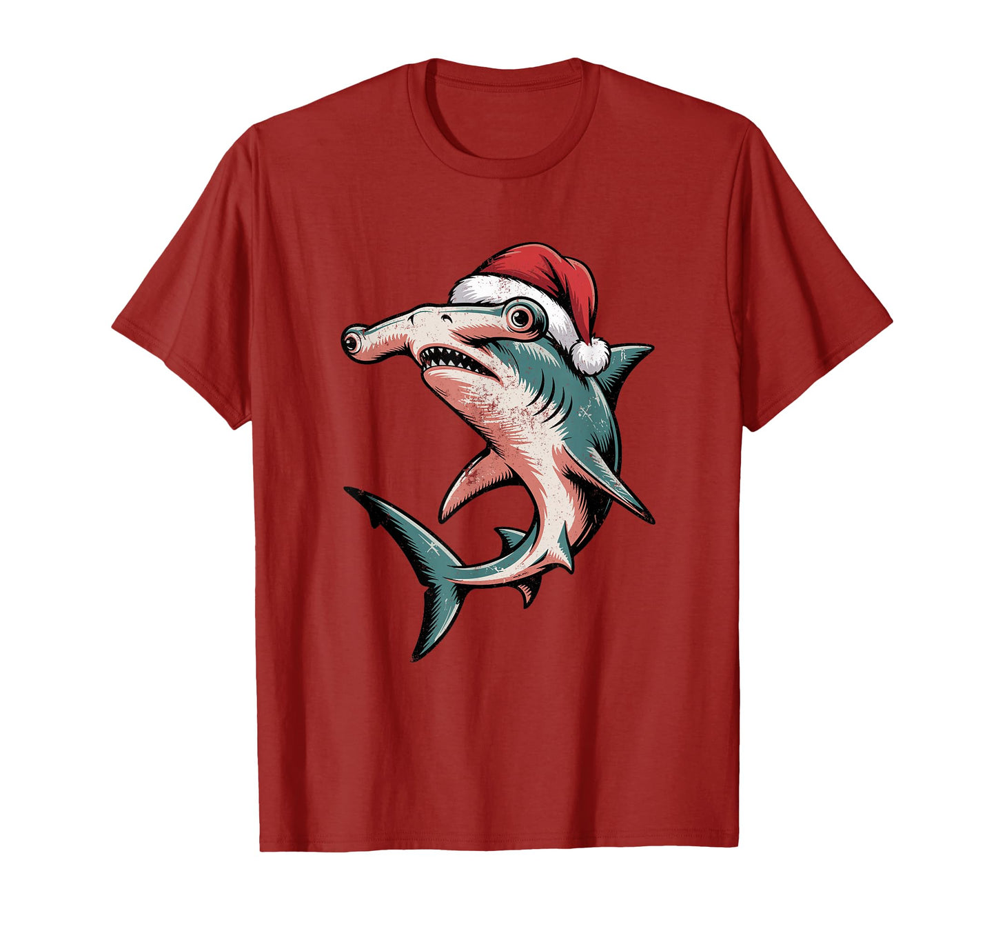 Hammerhead Shark Santa Hat Christmas Vintage Holiday T-Shirt