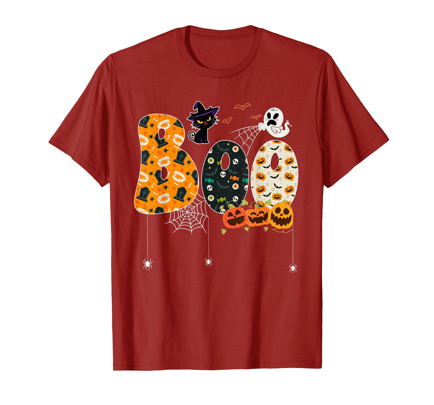 Boo with Spiders and Witch Hat Halloween Costume T-Shirt