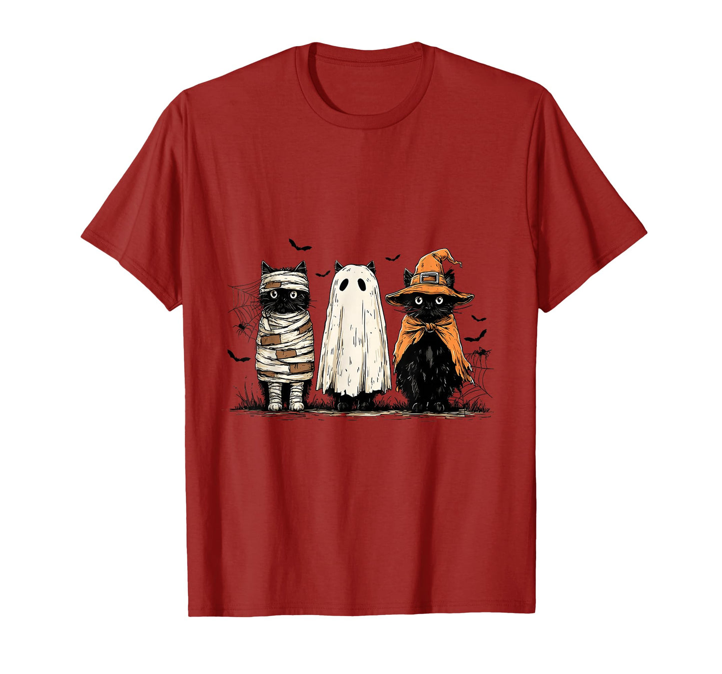 Black Cat Pumpkin Ghots Cat Retro Halloween Cat Mama Autumn T-Shirt