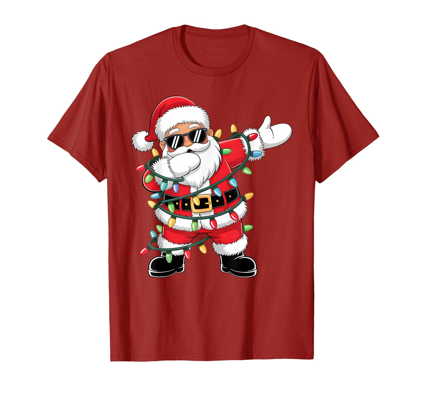 Christmas Tree Lights Funny Xmas Squad Dabbing Santa Claus T-Shirt