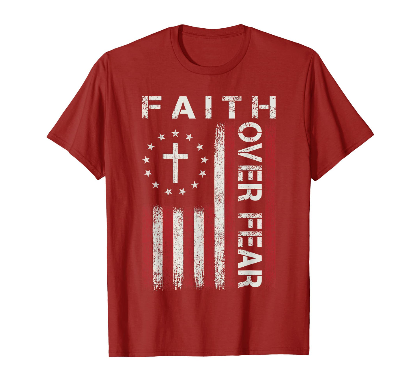 Faith Over Fear God Jesus Christian Bible Cross Religious T-Shirt