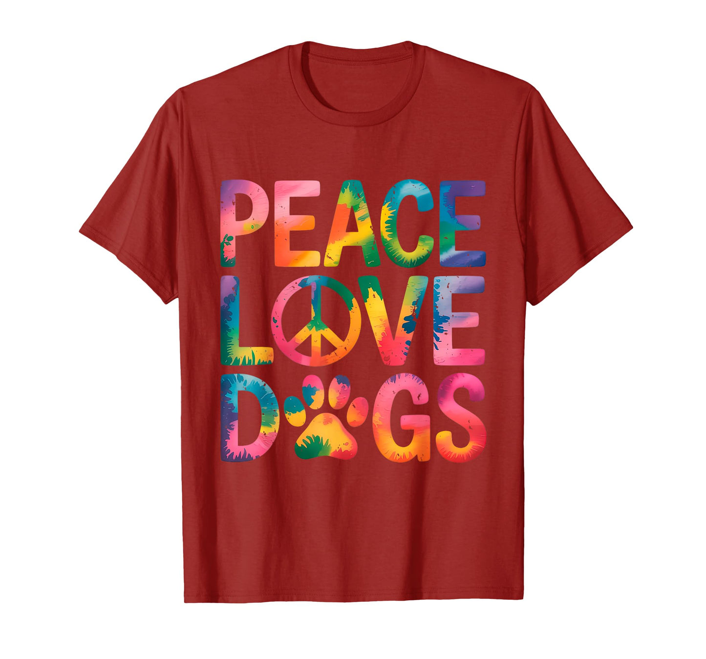 Peace Love Dogs Retro Hippie Dog Lover T-Shirt for Men Women Kids