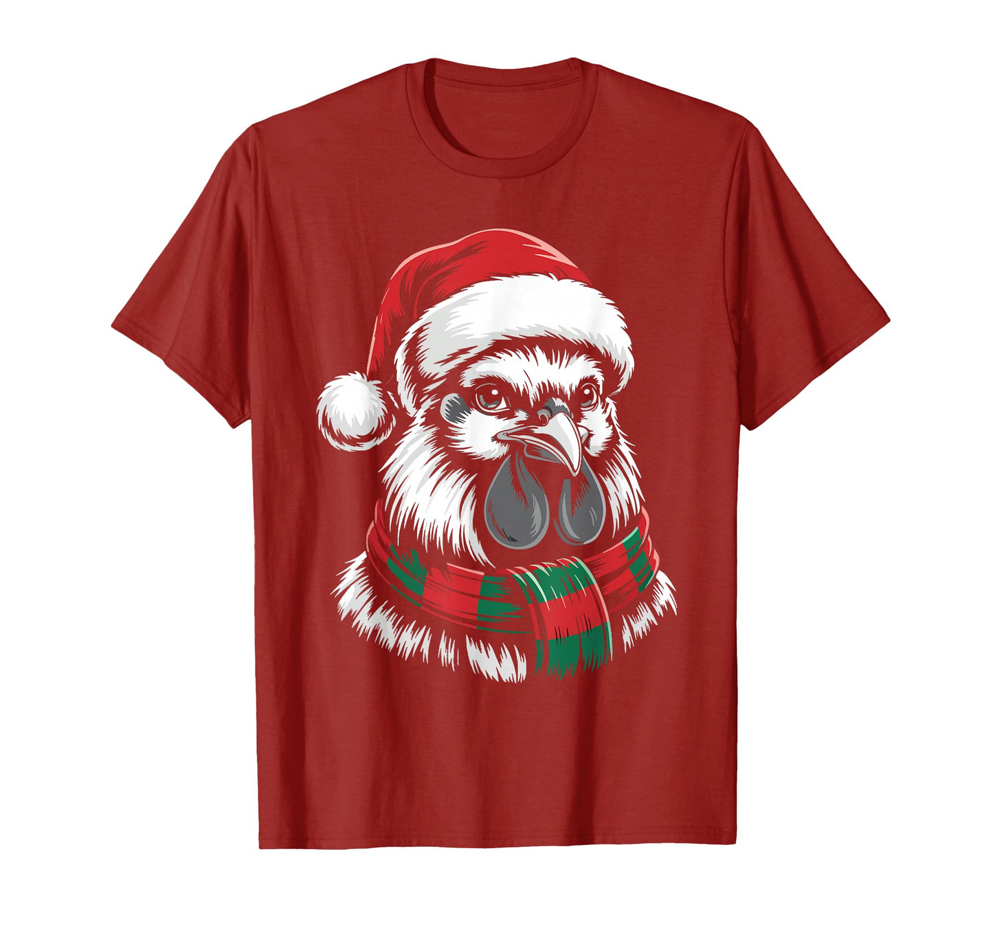 Rooster Xmas Santa Hat Scarf Christmas Costume T-Shirt
