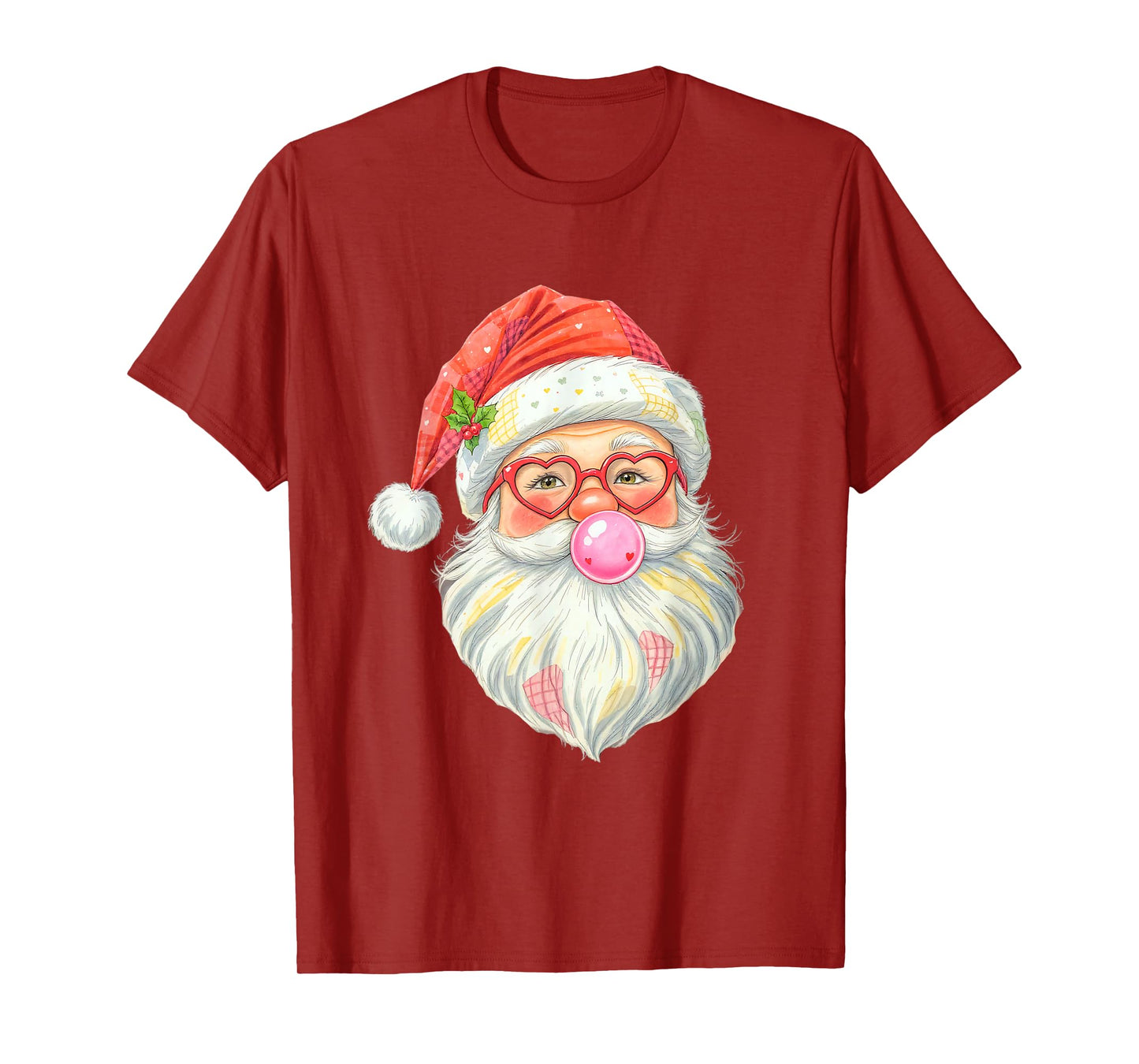 Patchwork Santa Claus Face Vintage Christmas Men Women Kids T-Shirt