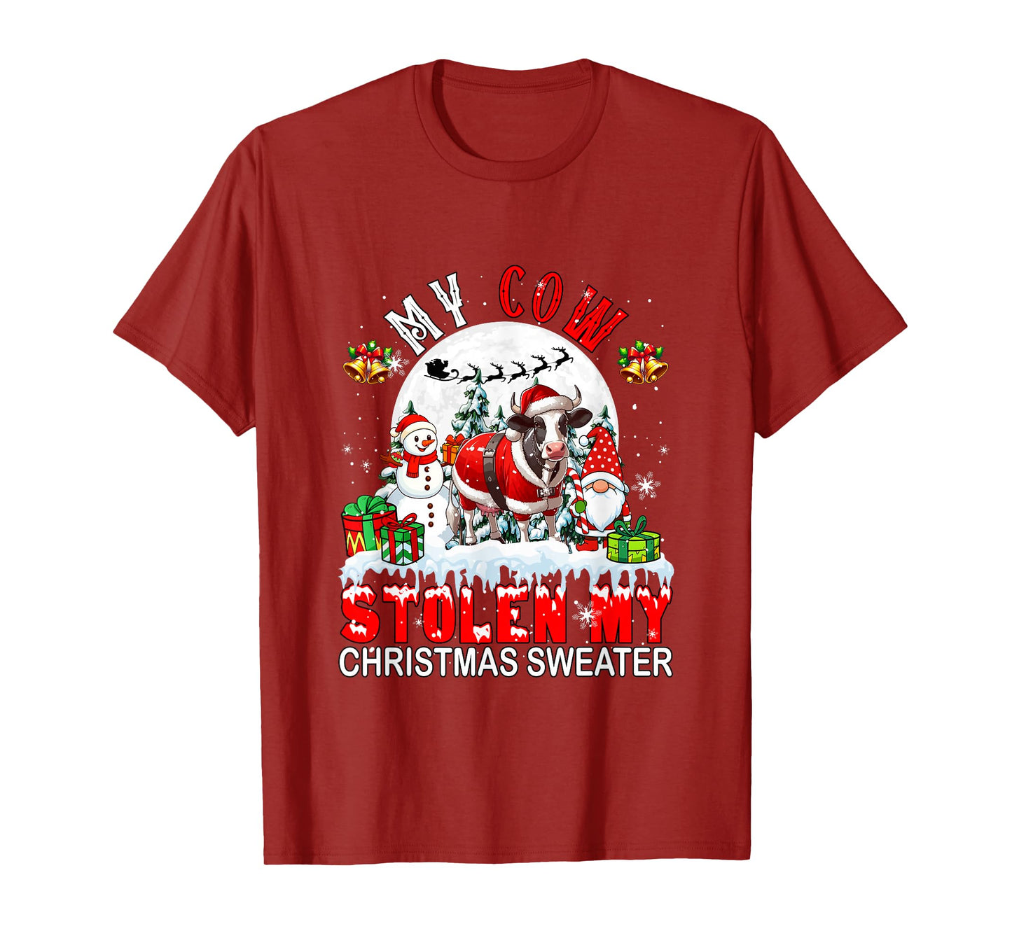 My Cow Stolen My Christmas Sweater Santa Dog Owner T-Shirt