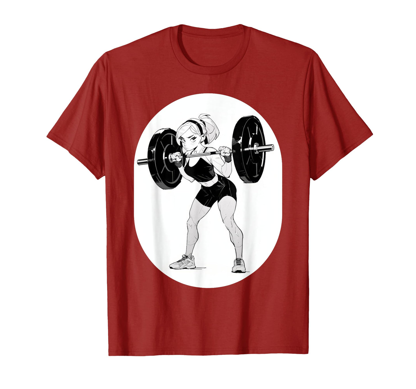 Anime & Manga Style Gym Girl holding Large Barbell T-Shirt