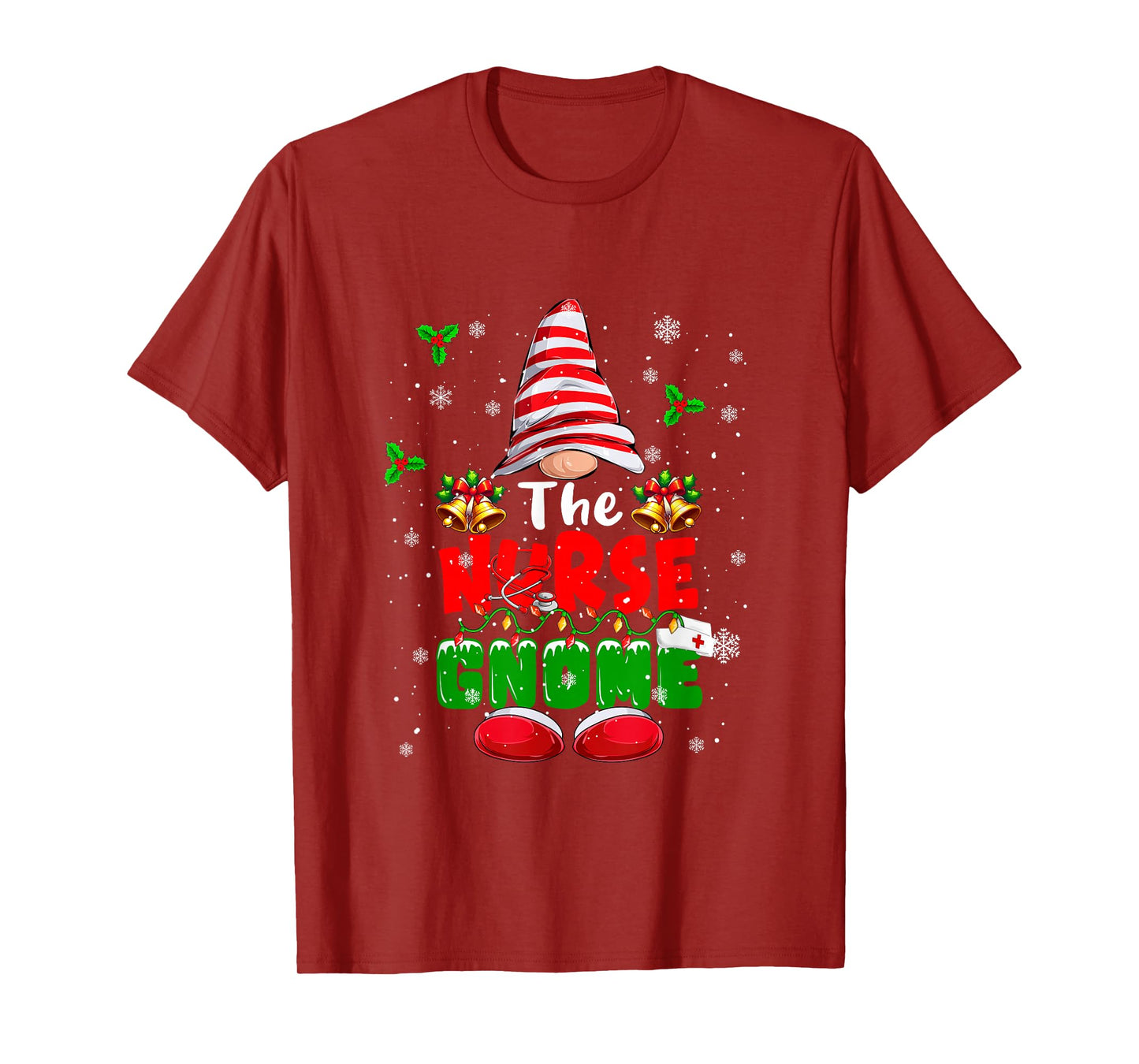 The Nurse Gnome Christmas Colorful Costume Job Team T-Shirt