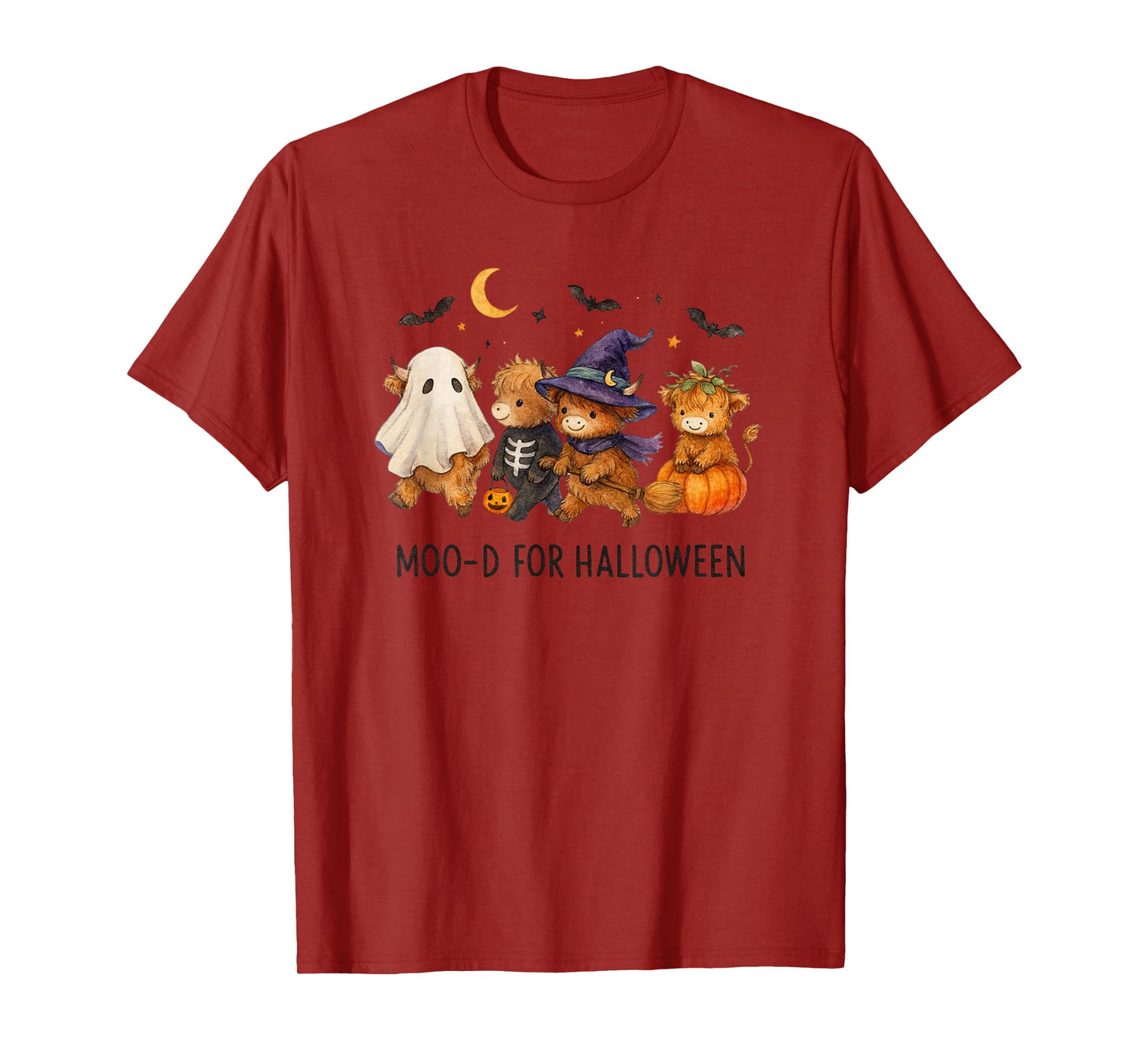 Moo-d for Halloween Highland Cow Cute Costume Squad T-Shirt