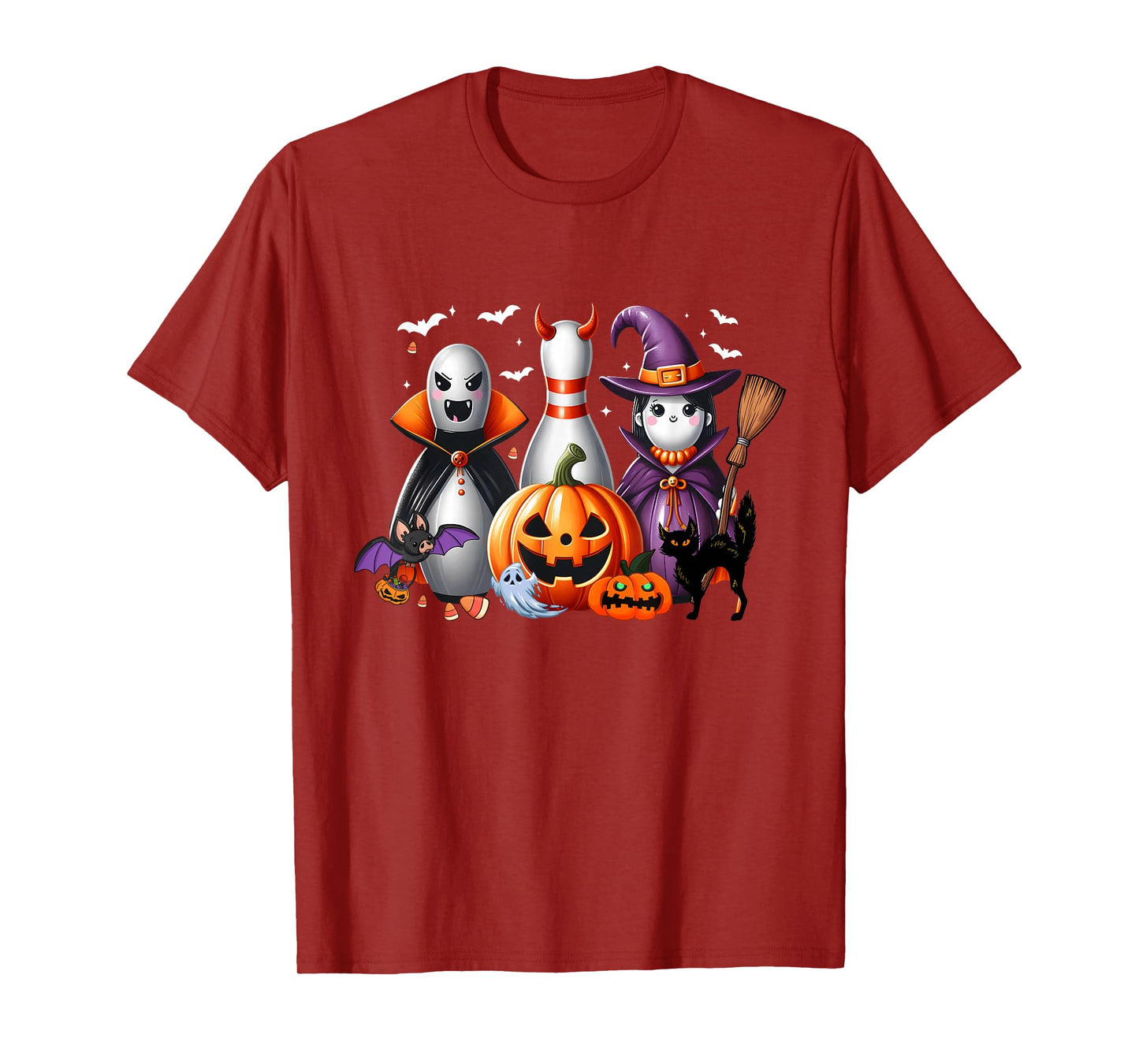 Spooky Bowling Pin in De vil Witch Halloween Sport Bowler T-Shirt