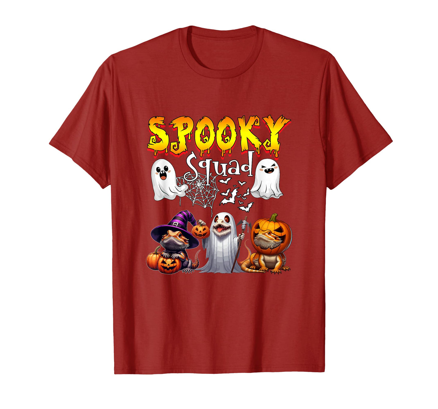 Spooky Halloween Squad Three Cute Bearded Dragons As Witch T-Shirt