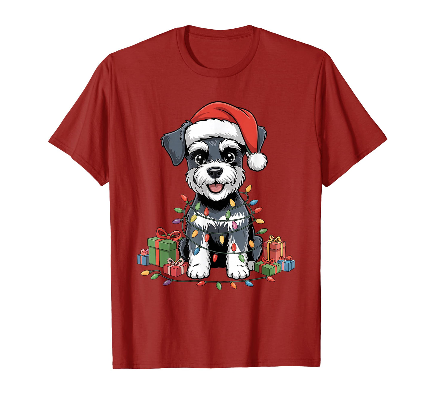 Miniature Schnauzer Santa Hat Christmas Dog Lover Holiday T-Shirt