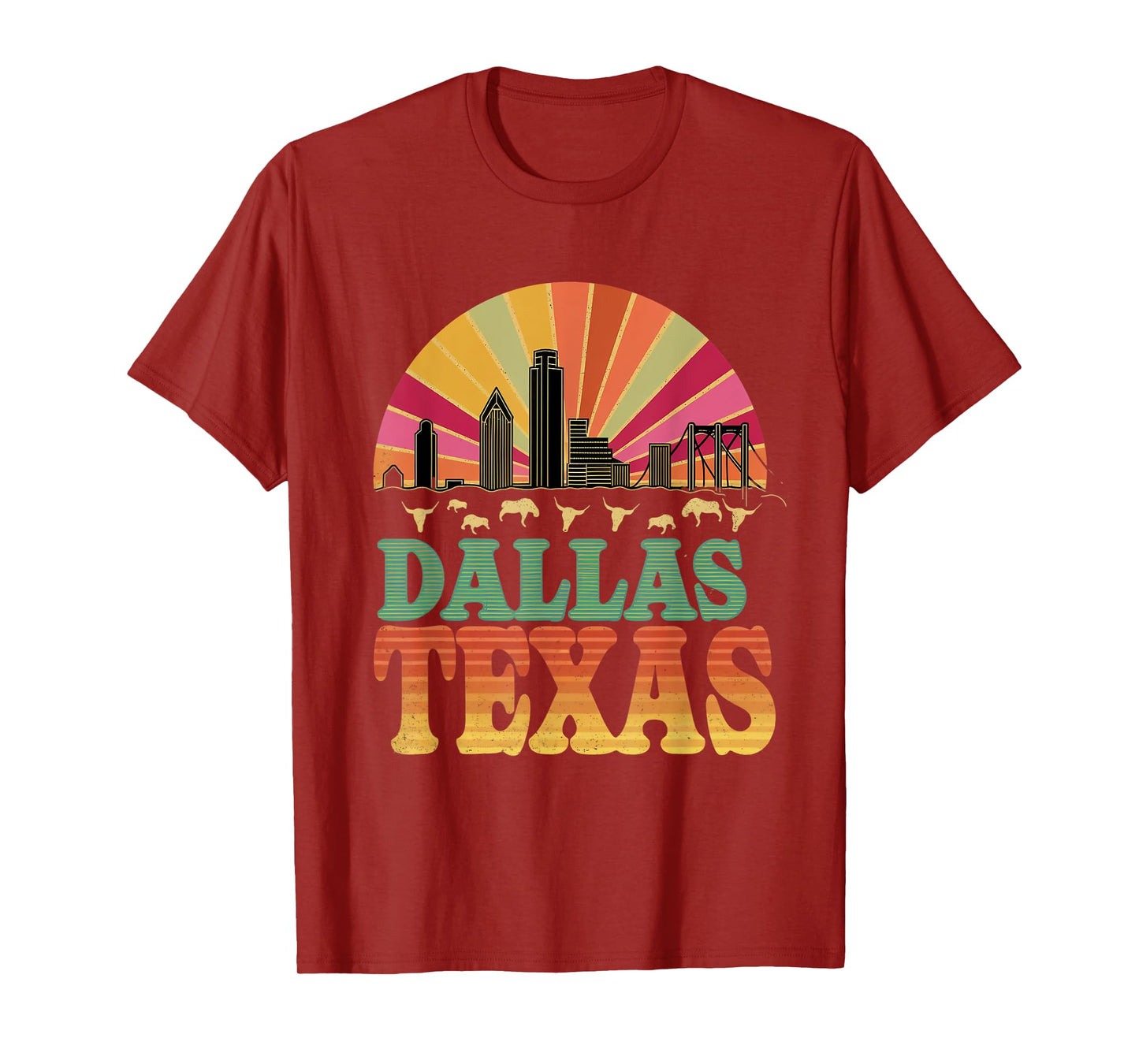 Vintage Dallas Texas Skyline Cityscape Retro Style T-Shirt
