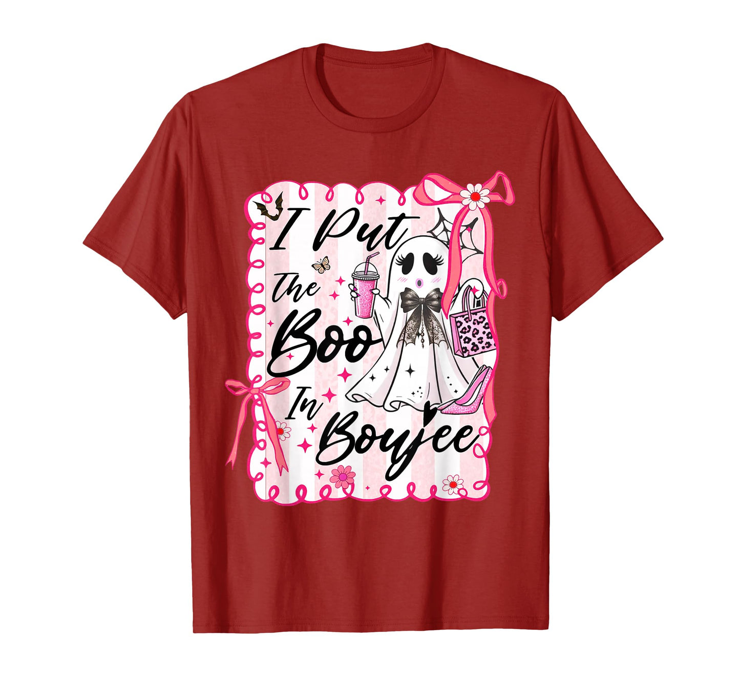 I Put The Boo in Boujee Retro Coquette Bow Boujie Halloween T-Shirt