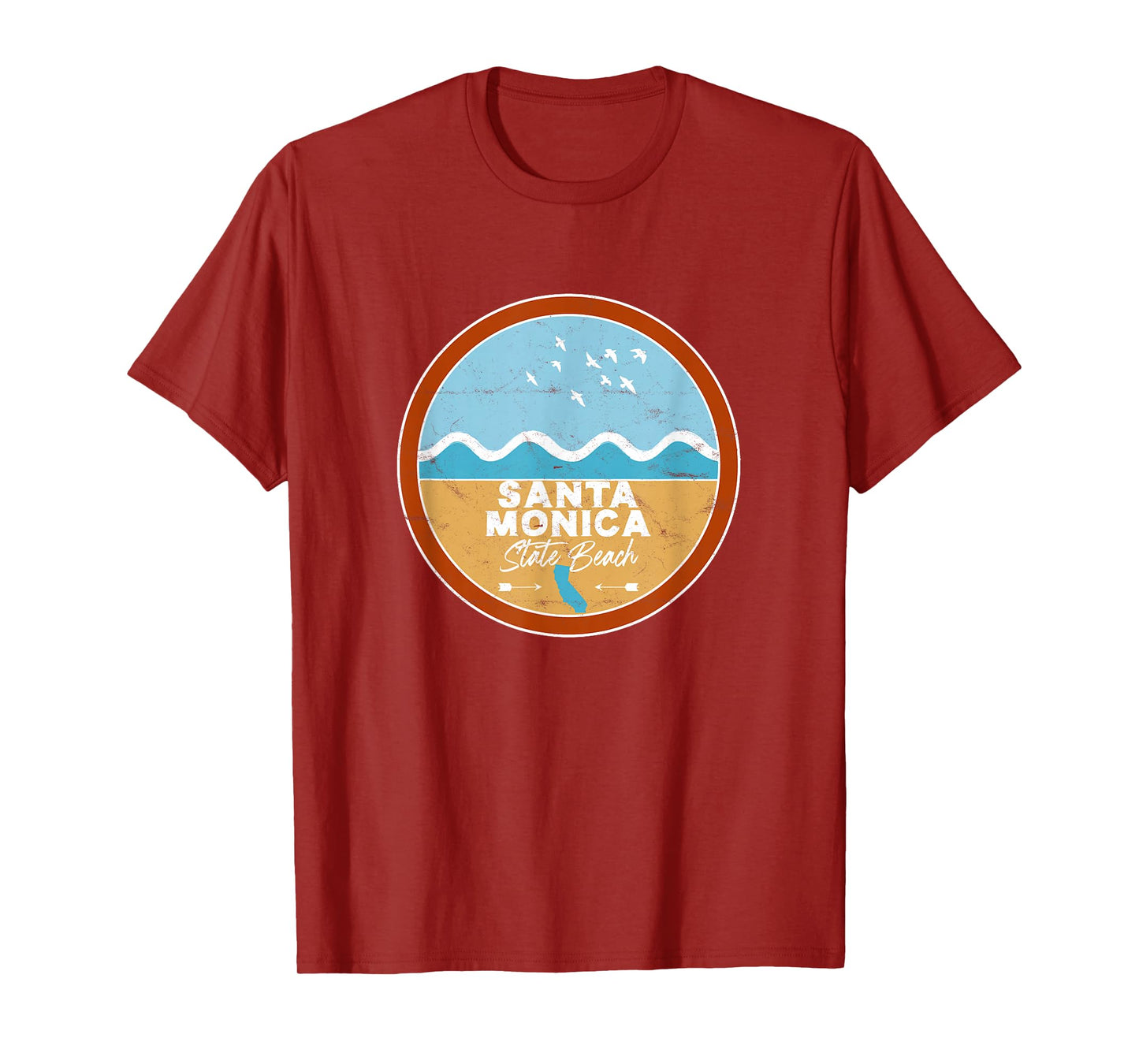 Santa Monica State Beach California CA Beach Lover Waves T-Shirt