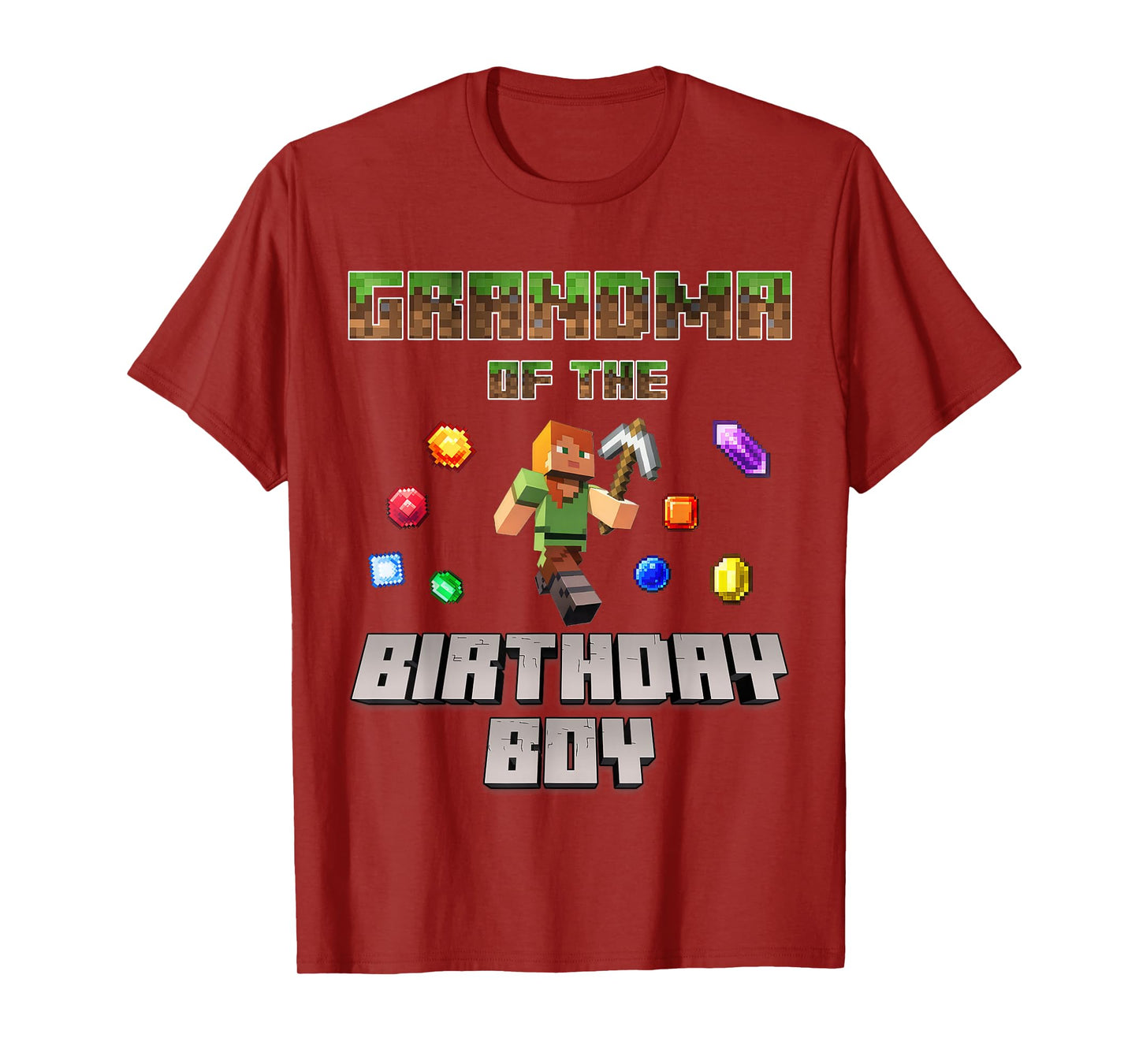 Grandma Of The Birthday Boy Video Gamer Pixel Number T-Shirt