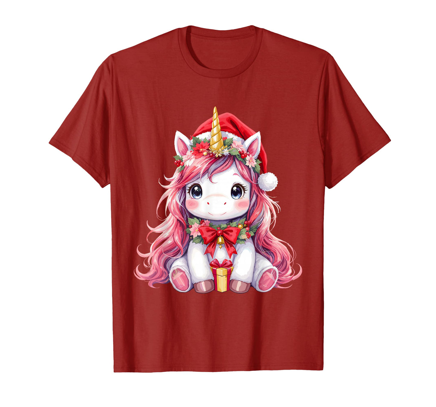 Cute Unicorn Magical Christmas Girls Kids Santa Xmas T-Shirt