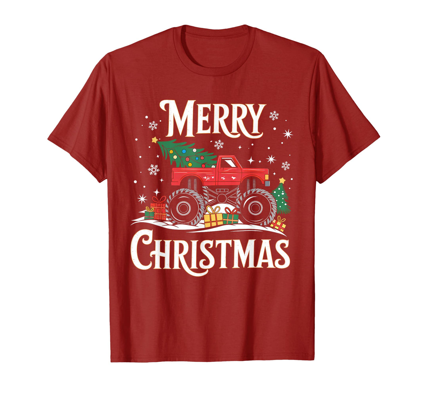 Merry Christmas Monster Truck Xmas Pajamas Boys Kids Toddler T-Shirt