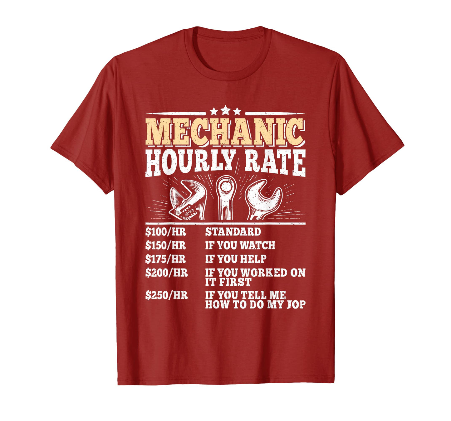 Mechanic Hourly Rate Funny Vintage Mechanic Auto Repair Men T-Shirt