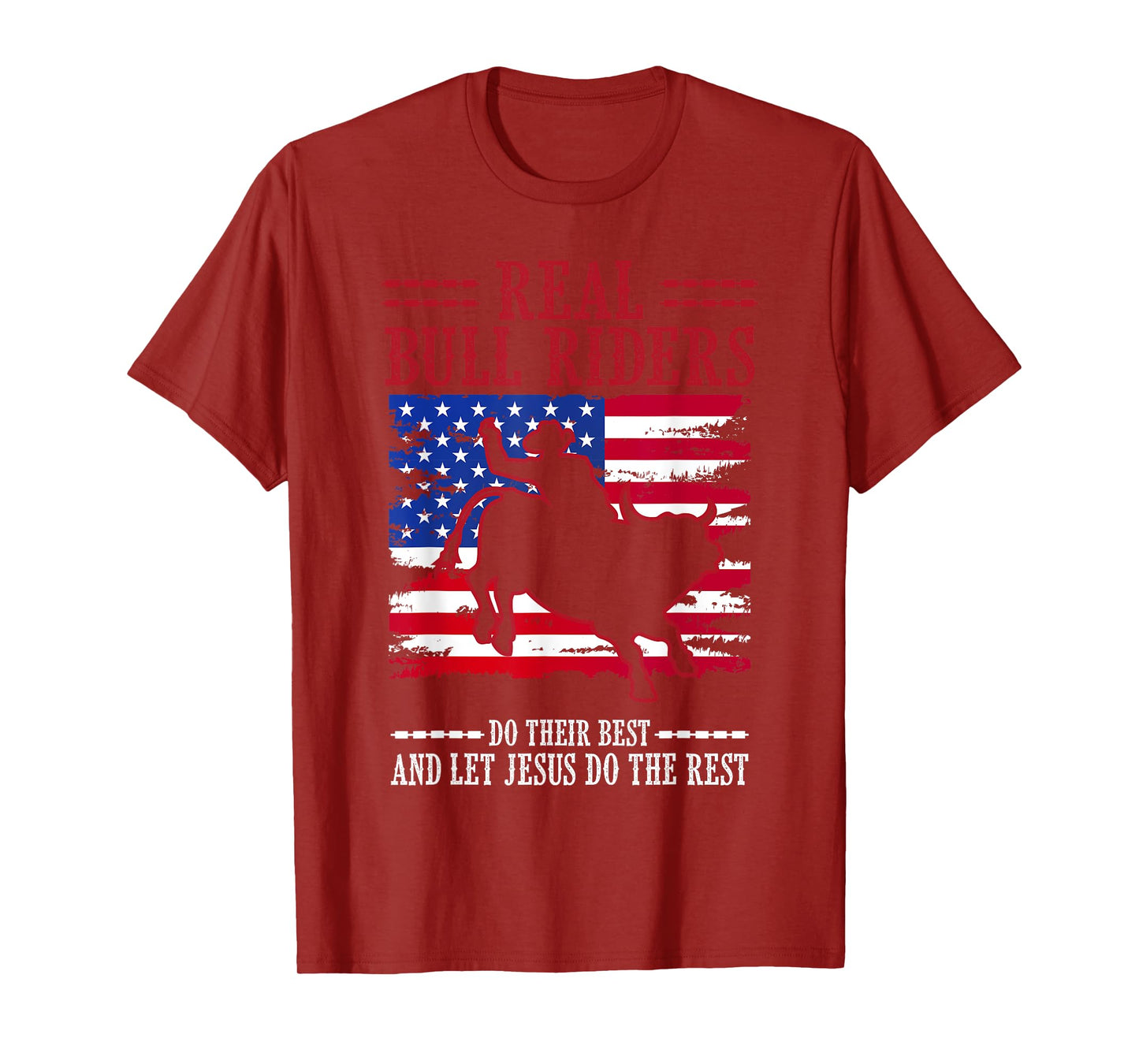 Bull Riding American Flag Rodeo Patriotic Christian Rider T-Shirt