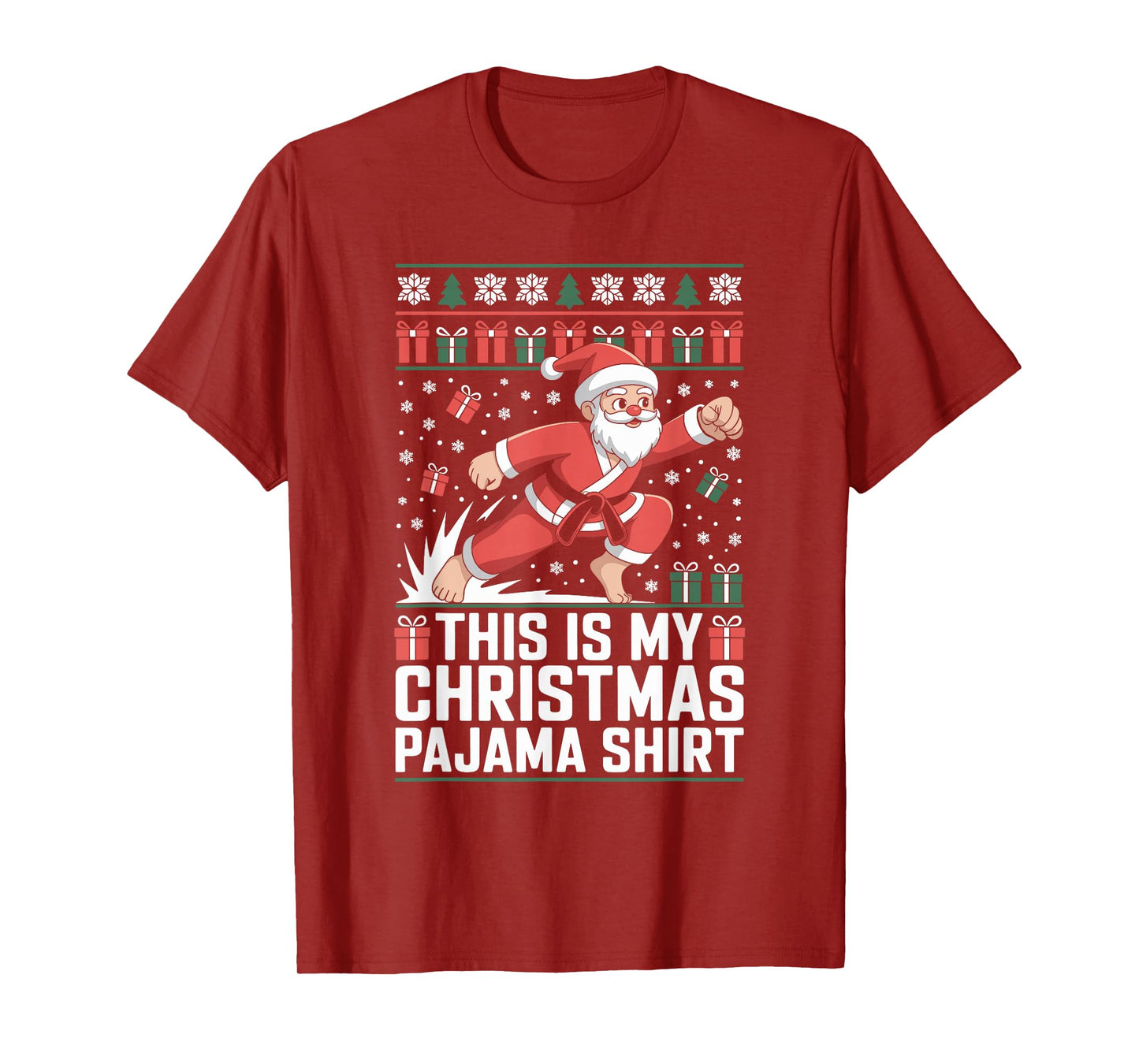 Santa Claus Karate Ugly Christmas Sweater Martial Arts T-Shirt