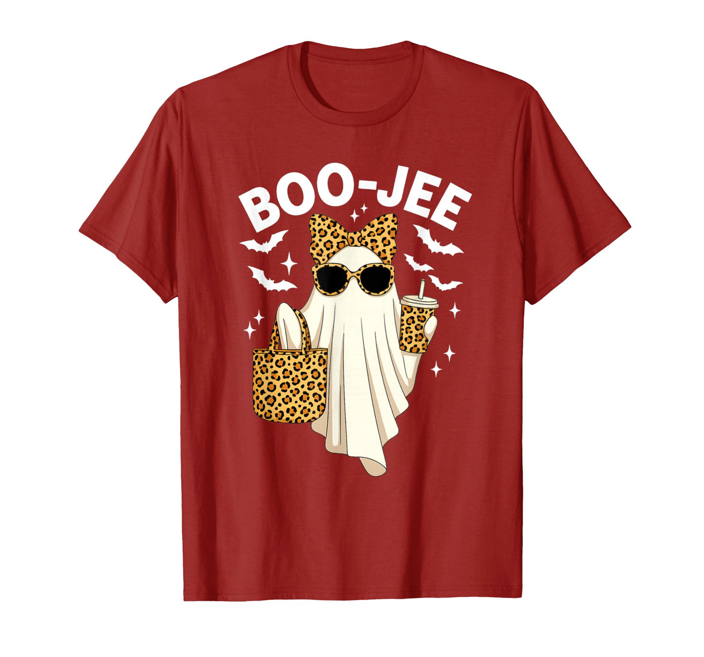 Halloween Boujee Ghost Coquette Leopard Ghost Coffee Boo-JEE T-Shirt