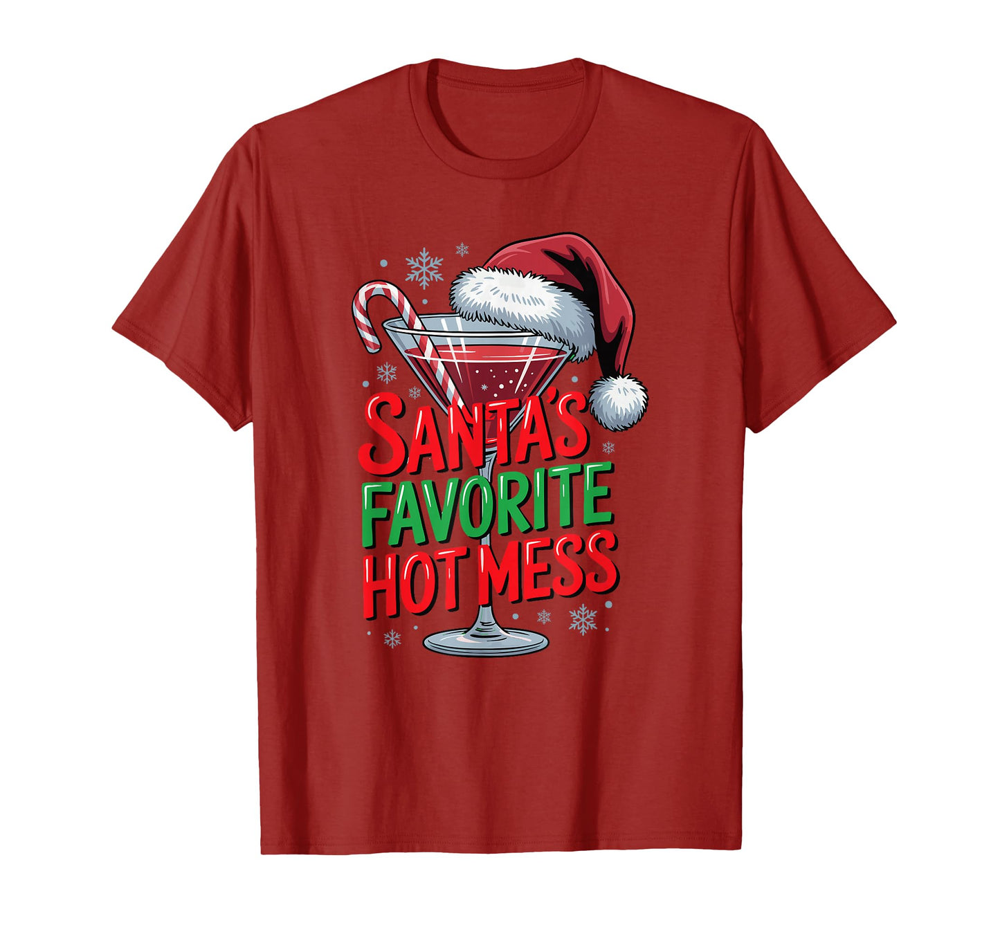 Santa’s Favorite Hot Mess Funny Christmas Sarcastic Humor T-Shirt