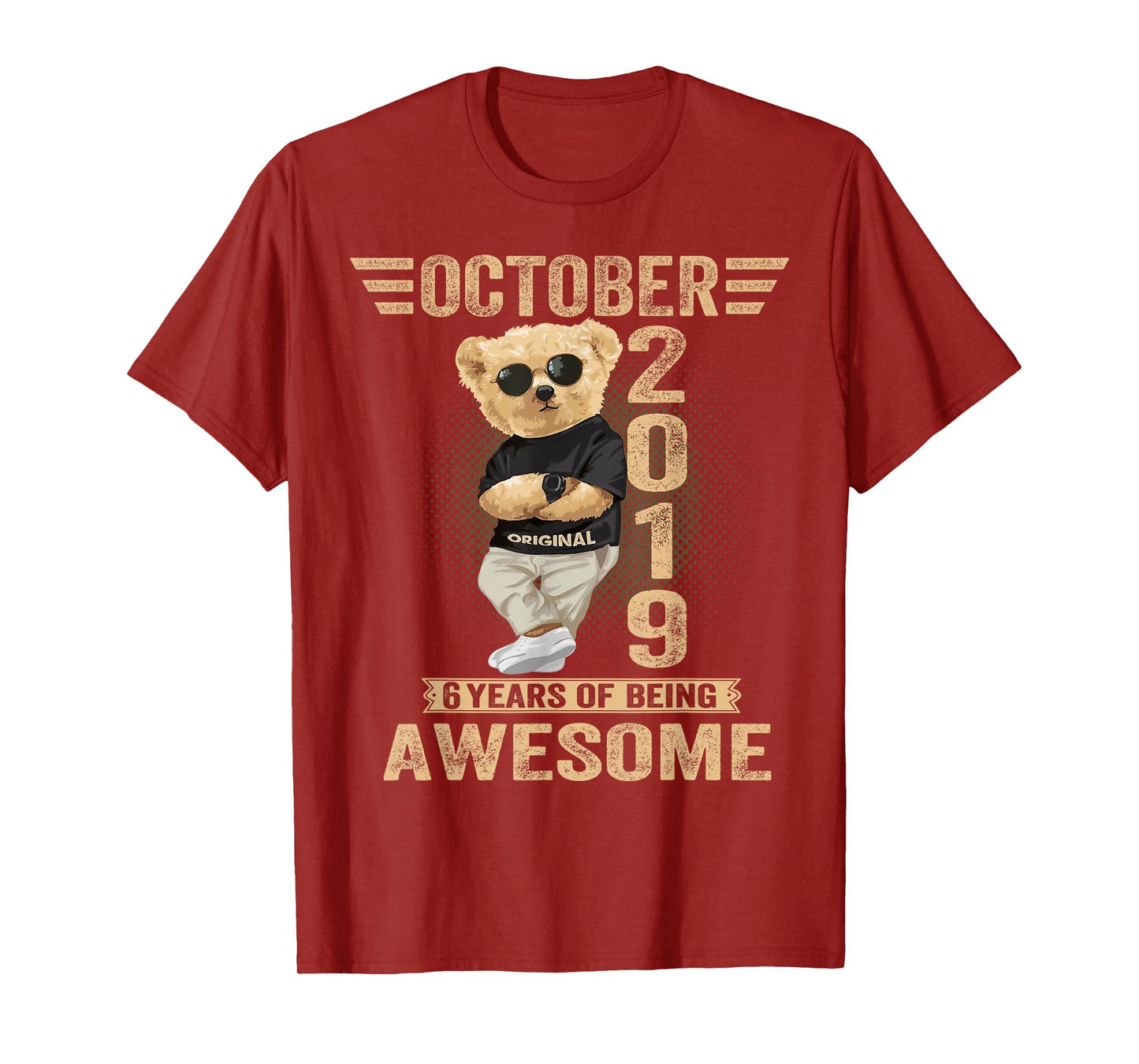 October 6th Birthday Men Women 2019 Awesome Teddy Bear T-Shirt