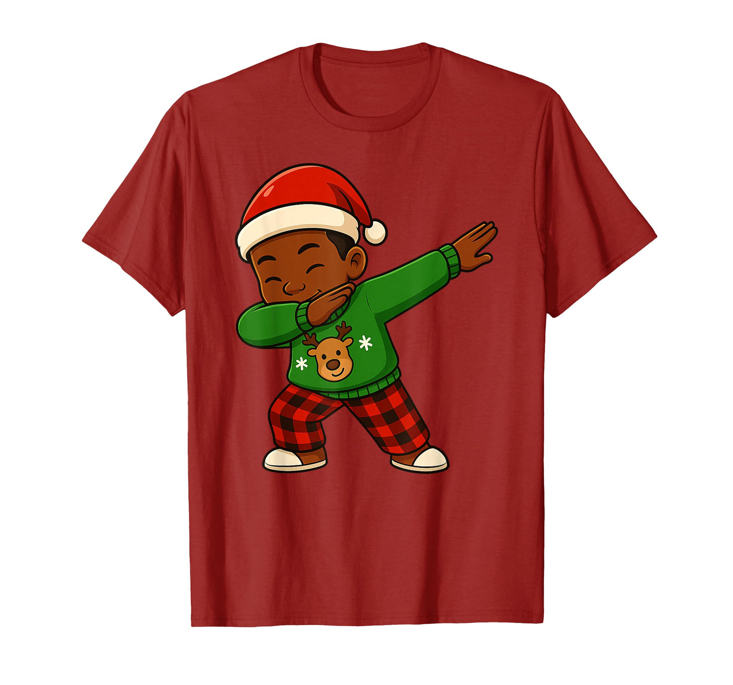 Funny Black Kid Dabbing Merry Christmas Santa Xmas Boys Girl T-Shirt