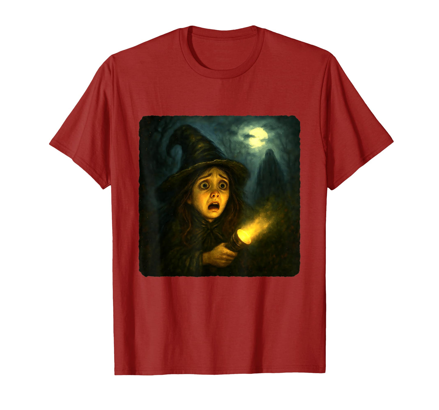 Witch Scary Horror Night Flashlight Halloween Ghost T-Shirt