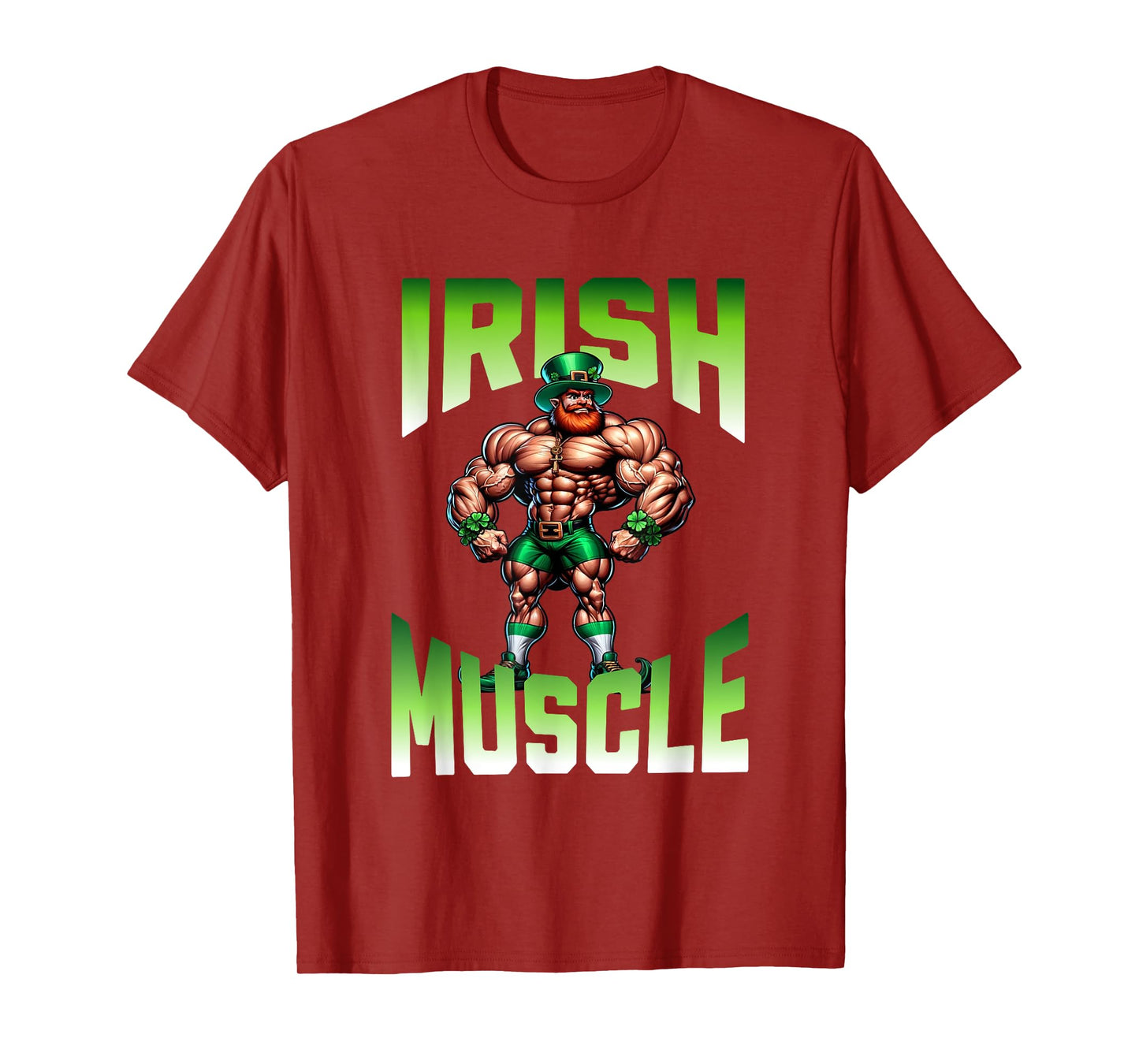 Irish Muscle Leprechaun Gym Workout Green Celebrations T-Shirt