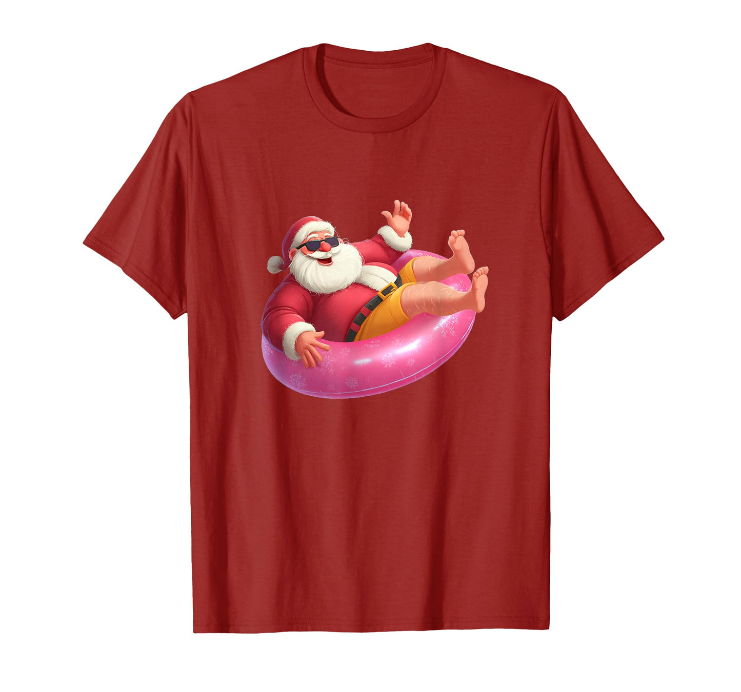 Santa Water Fun Costume with Pool Ring for Christmas T-Shirt
