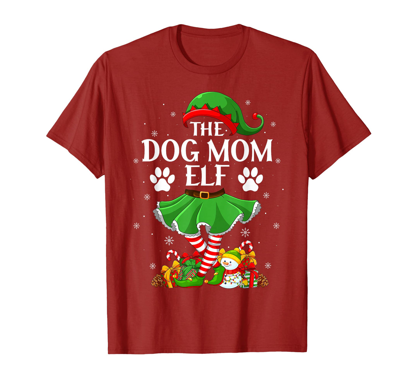 Dog Mom Elf Christmas Family Elf Squad Xmas Girls Women T-Shirt
