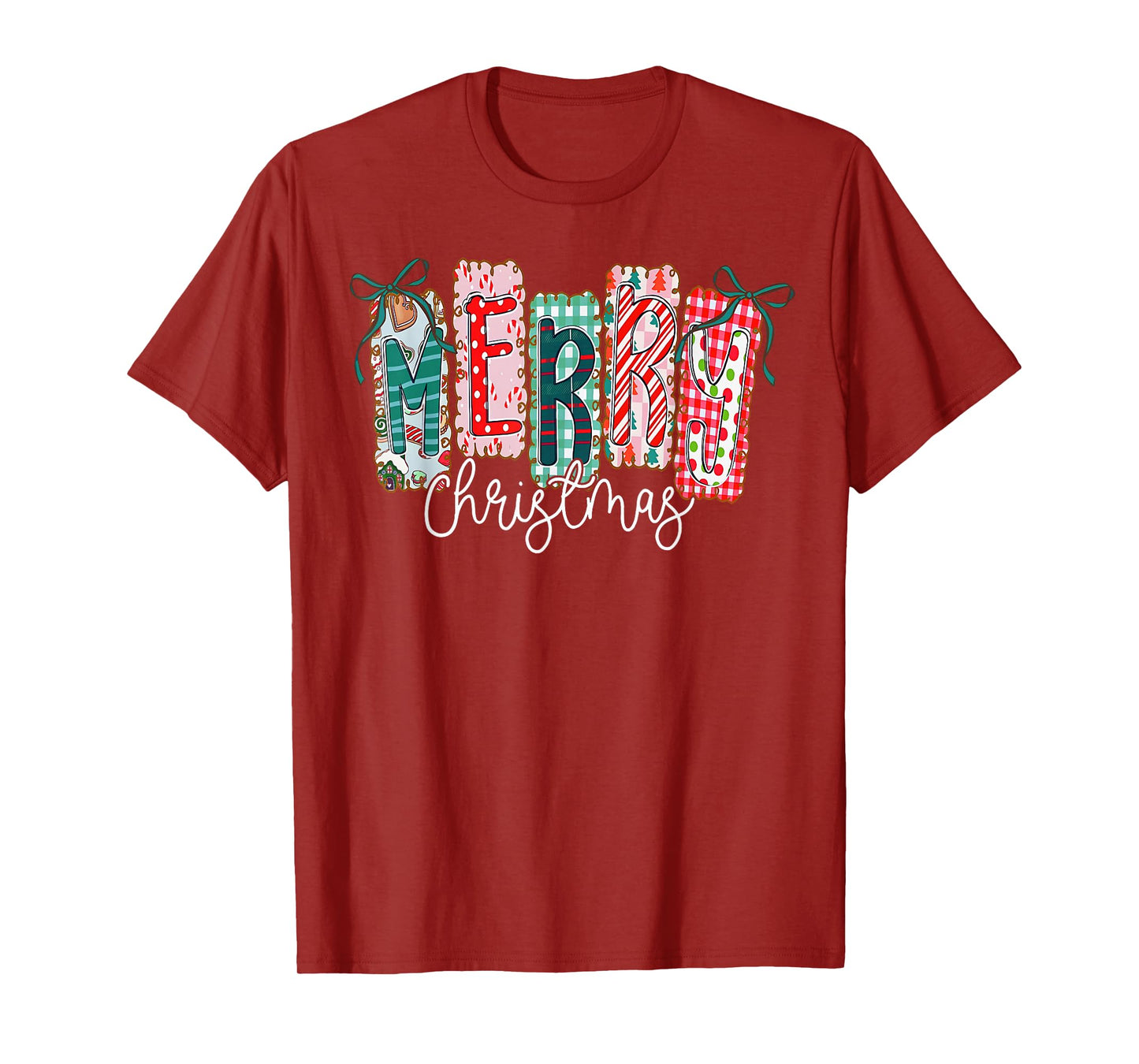 Coquette Bow Merry Christmas Xmas Pajamas Snowflake Holiday T-Shirt