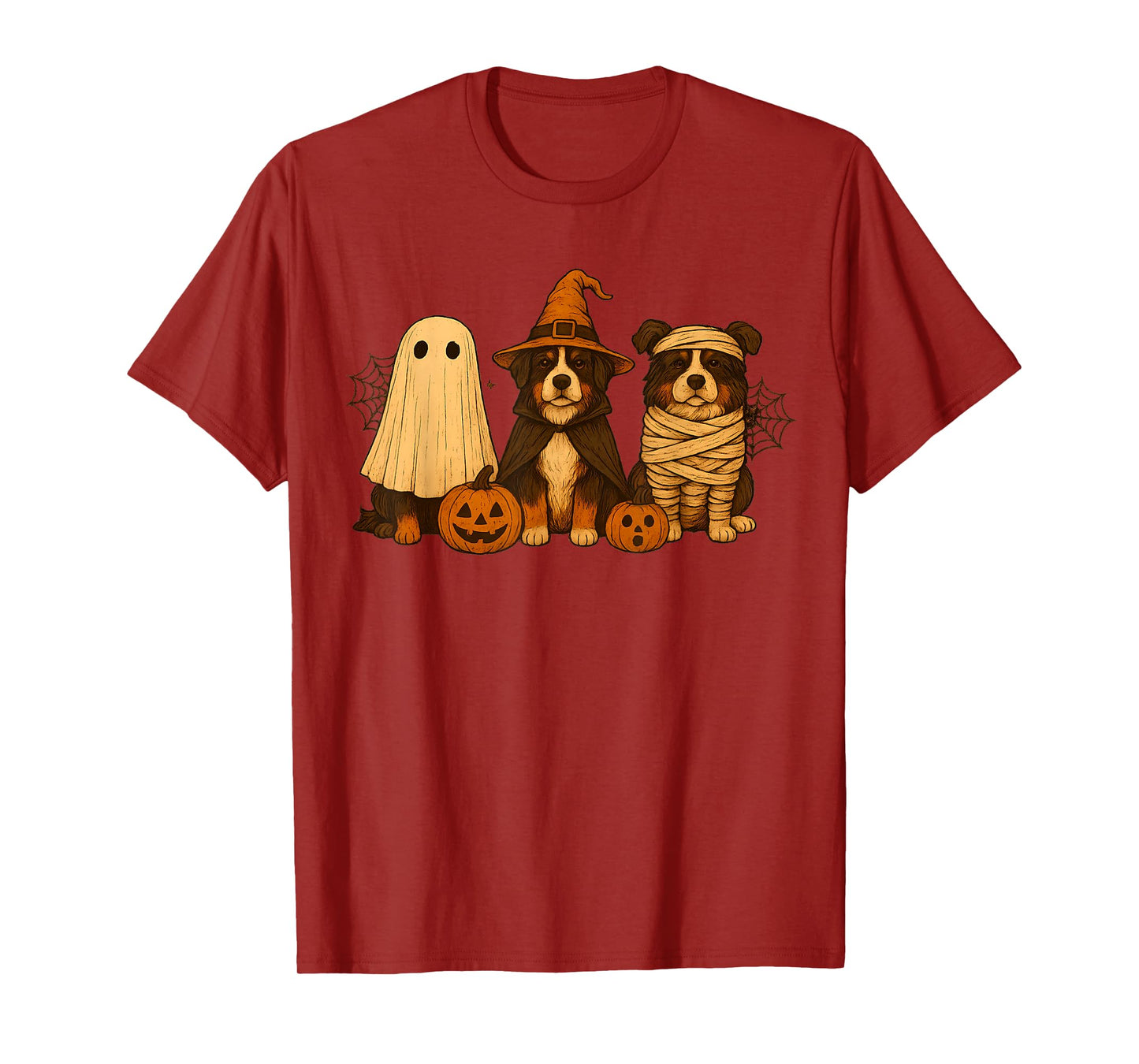 Retro Bernese Mountain Witch Scary Halloween Pumpkin T-Shirt