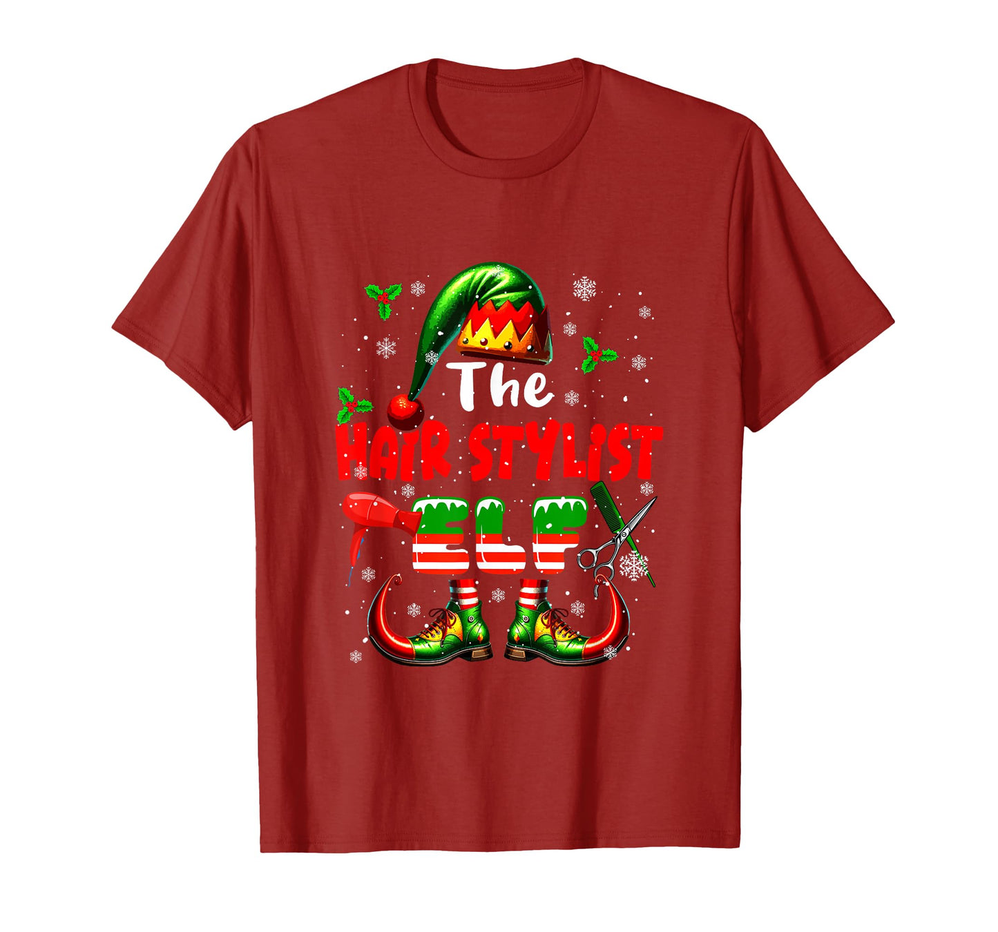The Hair Stylist Elf Christmas Job Team Matching Parties T-Shirt